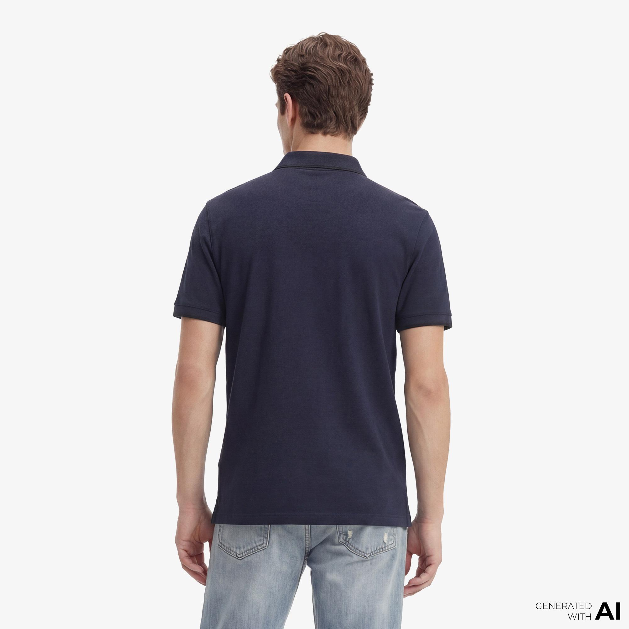 Calvin Klein Refined Pique Tipped Classic Erkek Mavi Polo