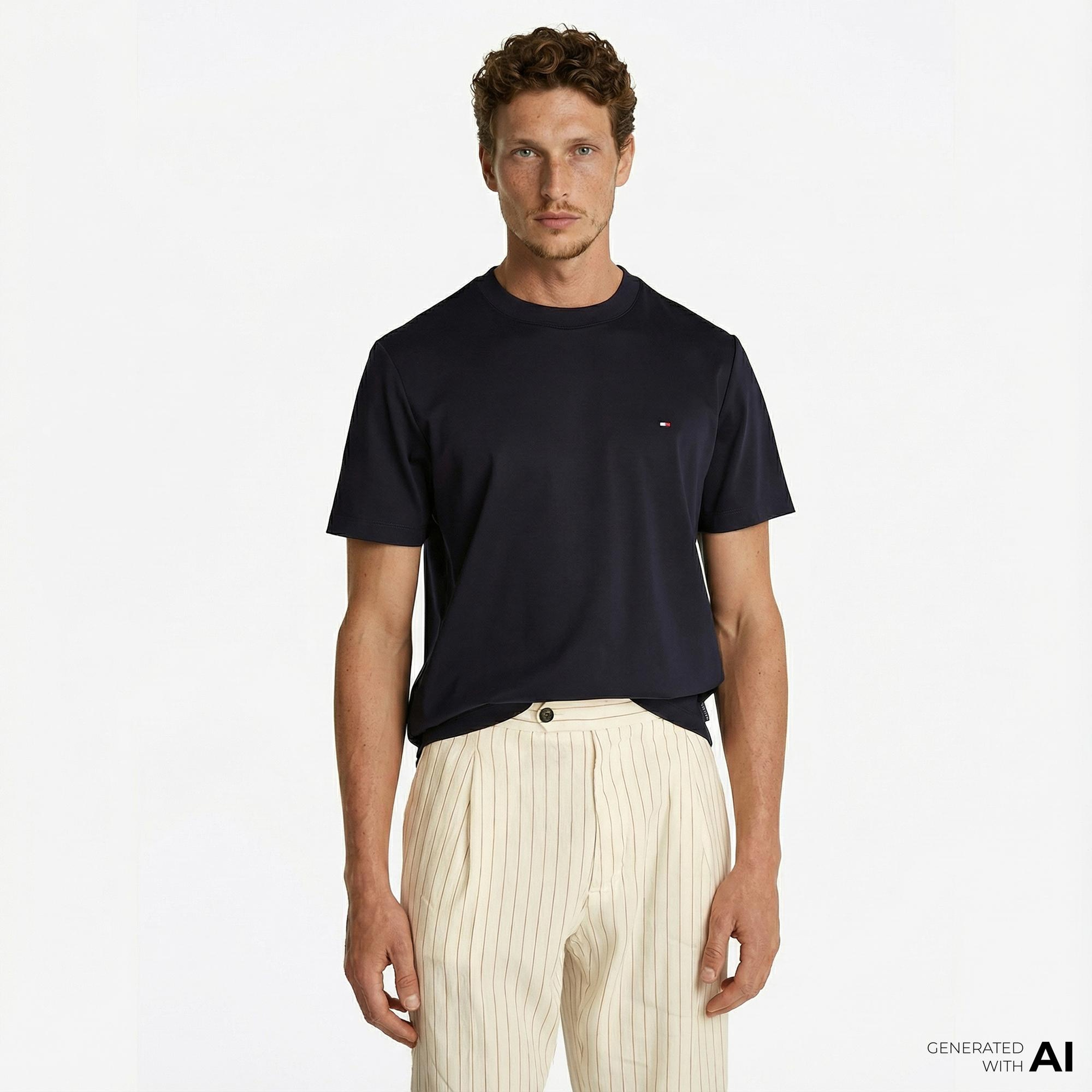 Tommy Hilfiger Elevated Essentials Erkek Lacivert T-Shirt