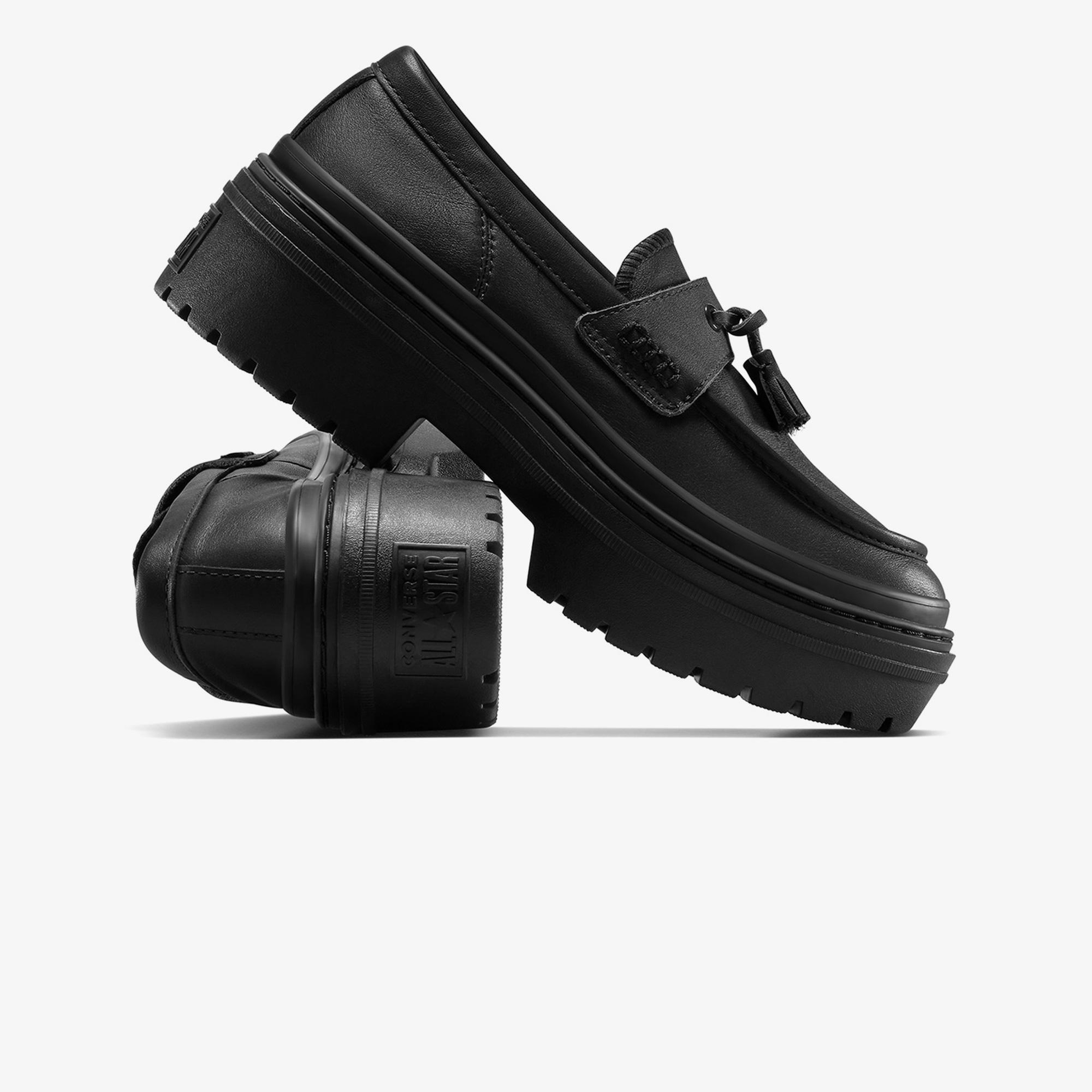 Converse Chuck Taylor All Star Lugged Heel Kadın Siyah Deri Platform Loafer Ayakkabı