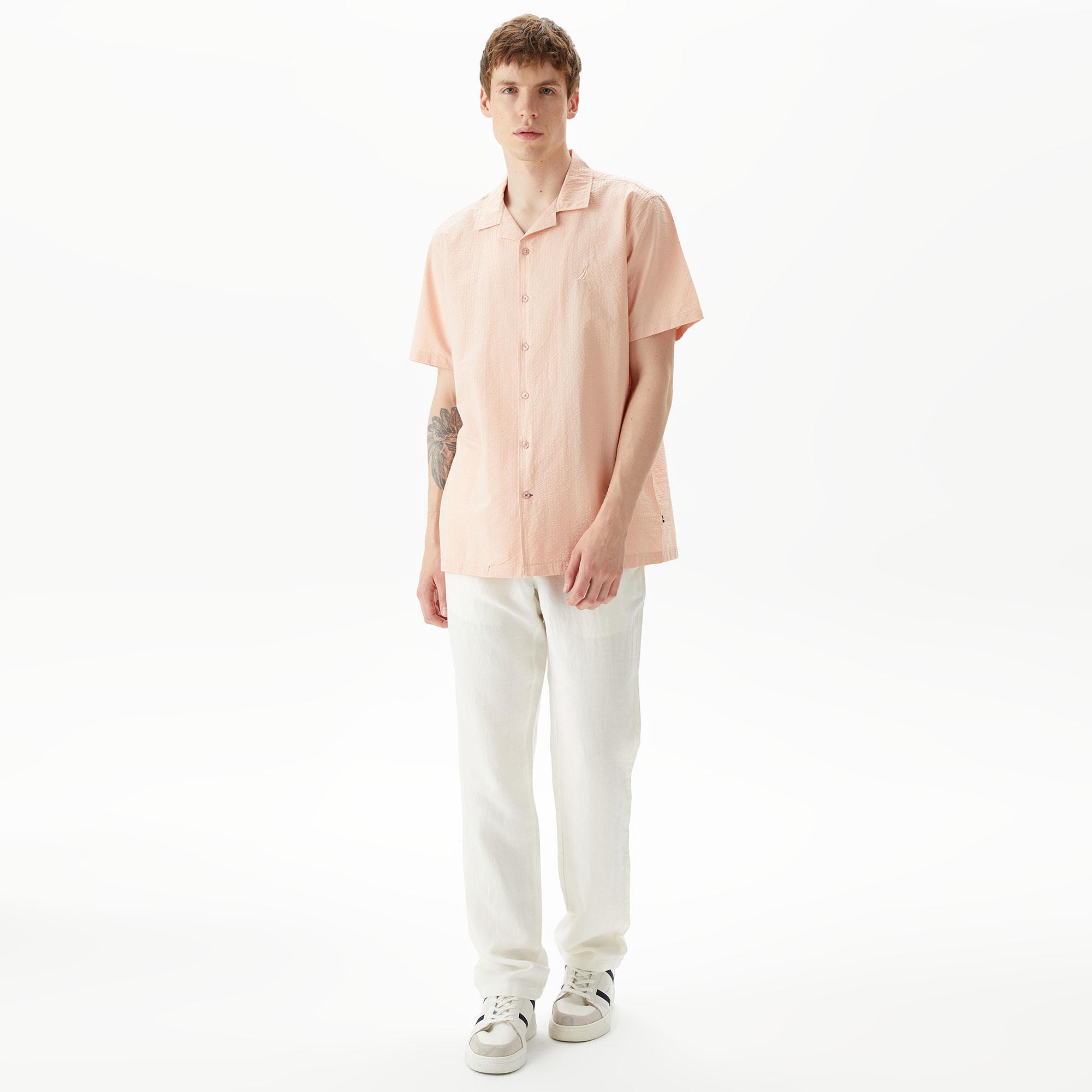 Nautica Erkek Turuncu Classic Fit Kısa Kollu Gömlek