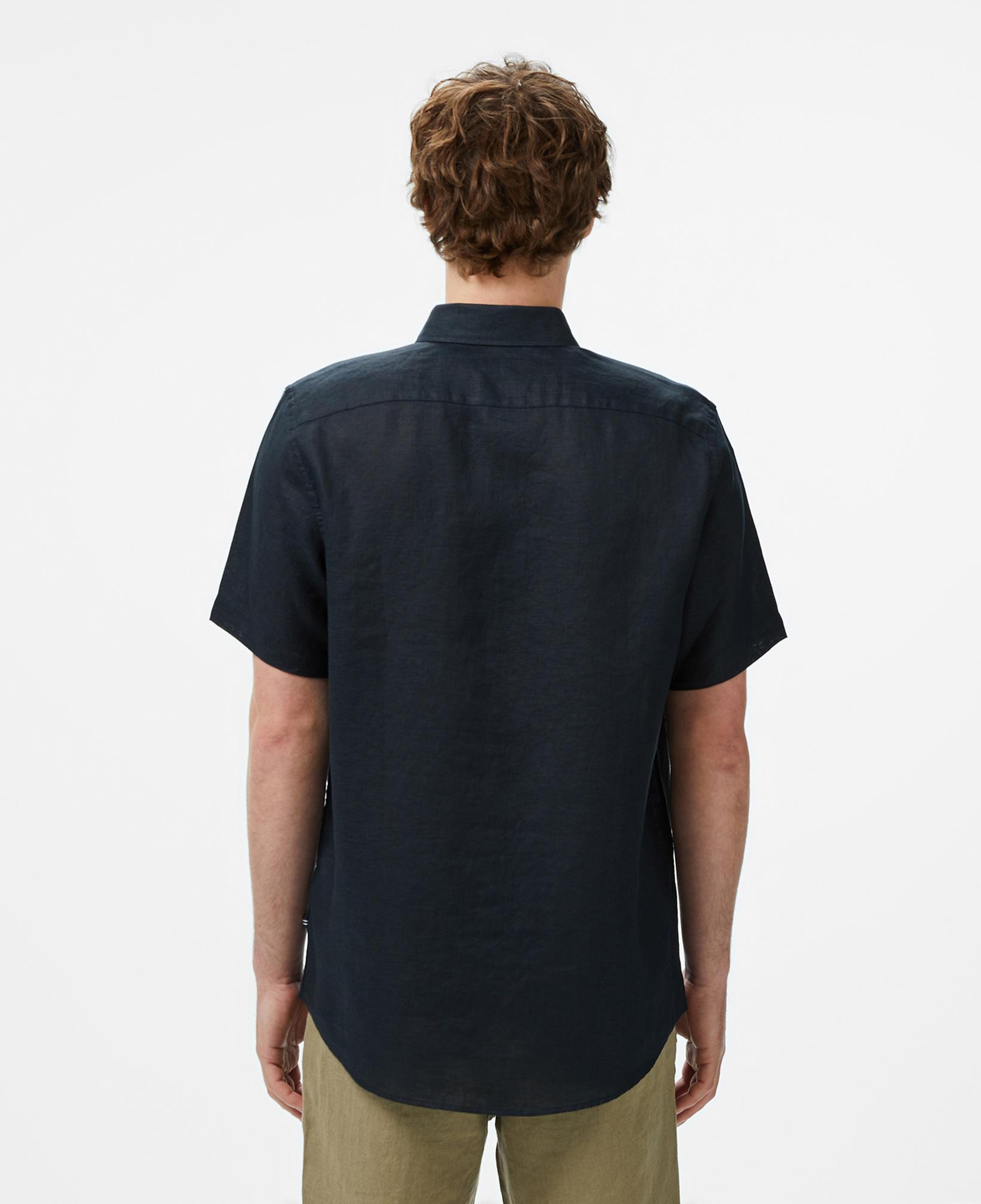 Nautica Erkek Siyah Classic Fit Keten Gömlek