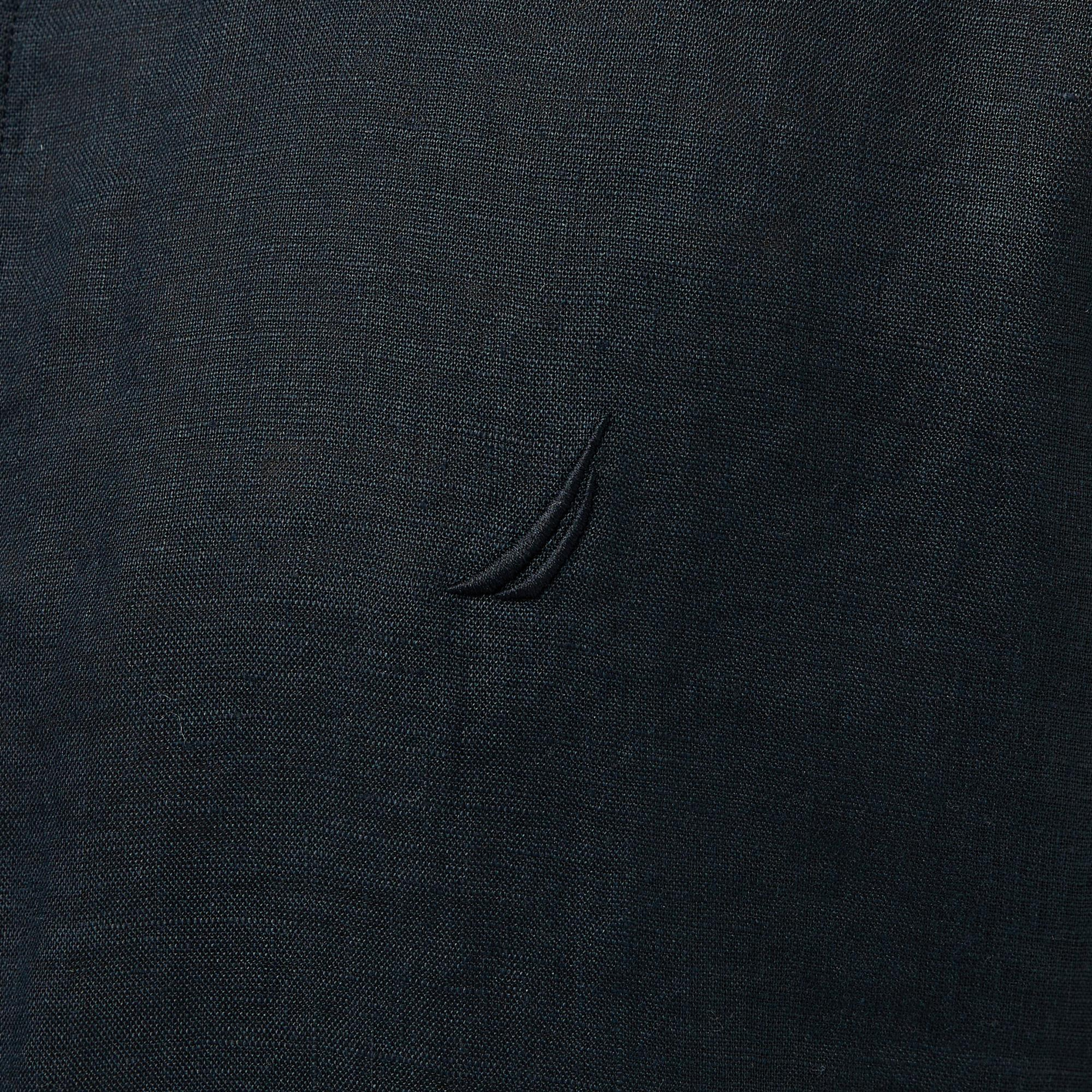 Nautica Erkek Siyah Classic Fit Keten Gömlek