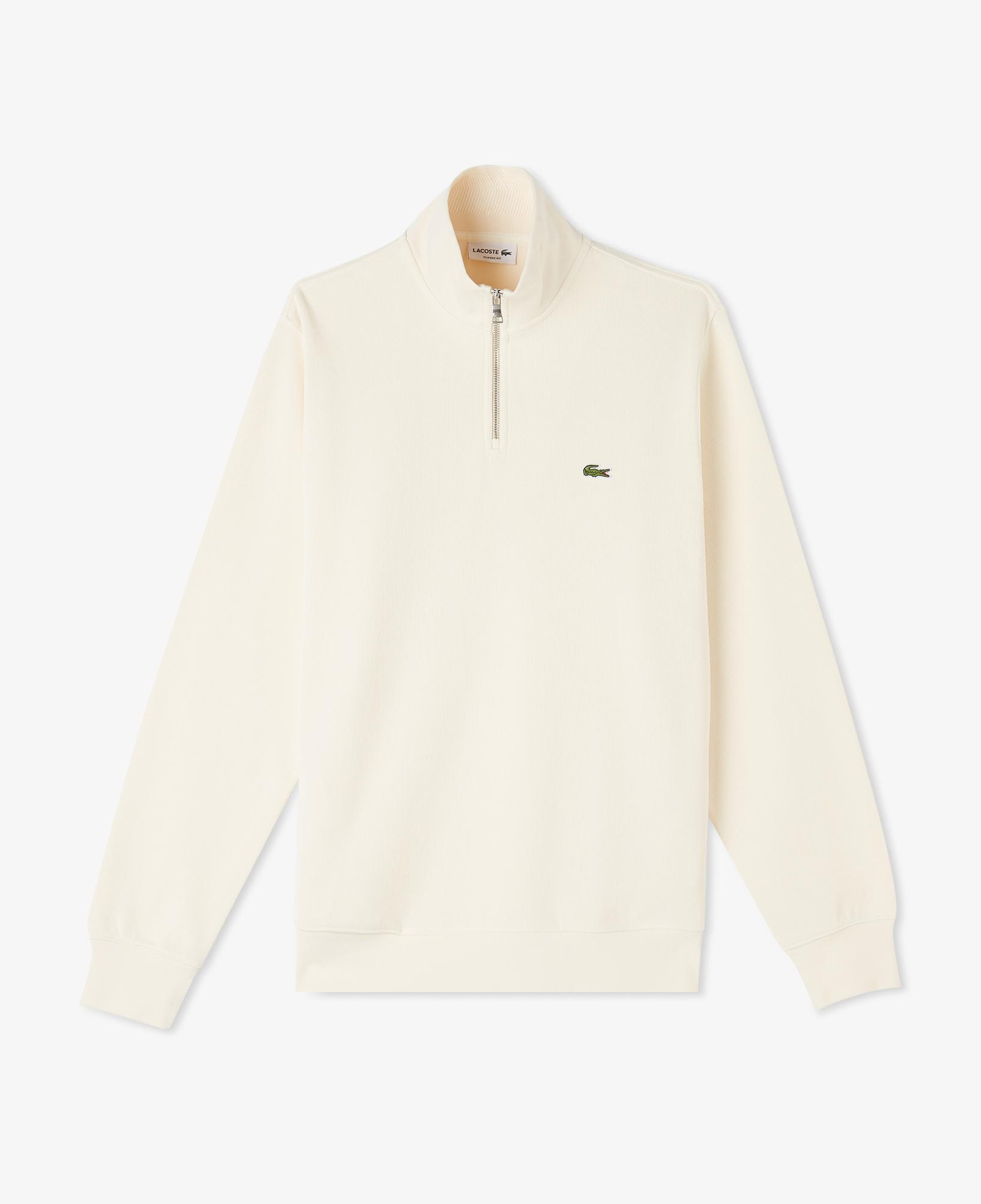 Lacoste Erkek Classic Fit Yarım Fermuarlı Krem Sweatshirt