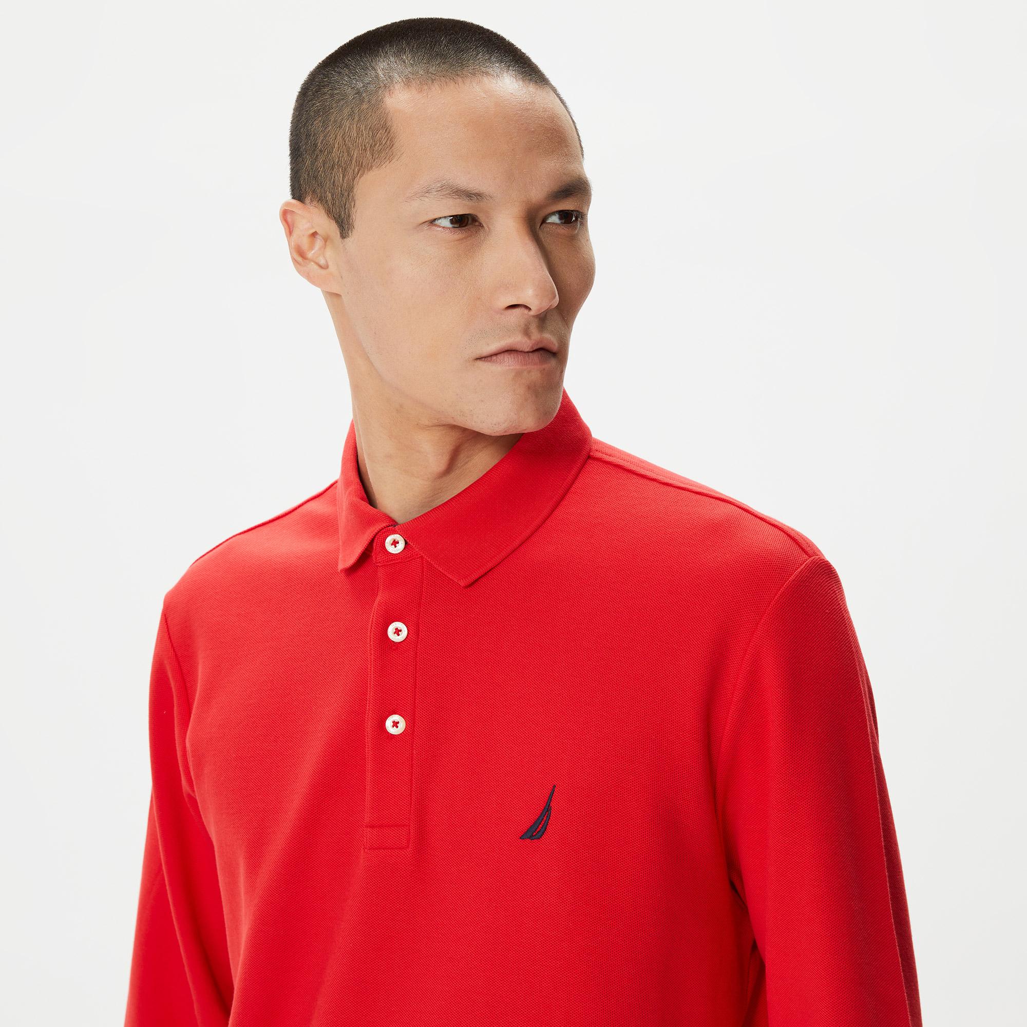 Nautica Erkek Kırmızı Classic Fit Uzun Kollu Polo Yaka T-Shirt
