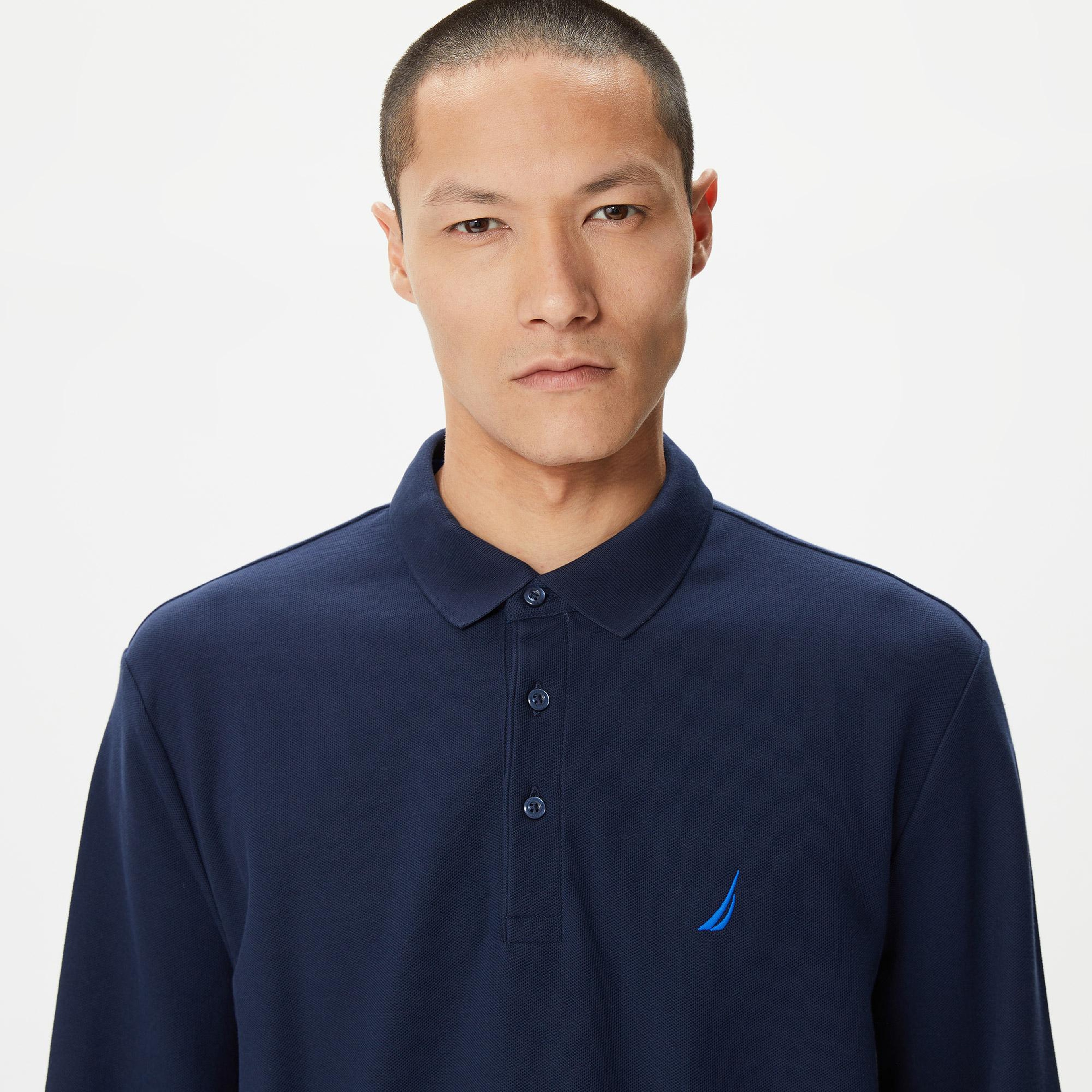 Nautica Erkek Lacivert Classic Fit Uzun Kollu Polo Yaka T-Shirt