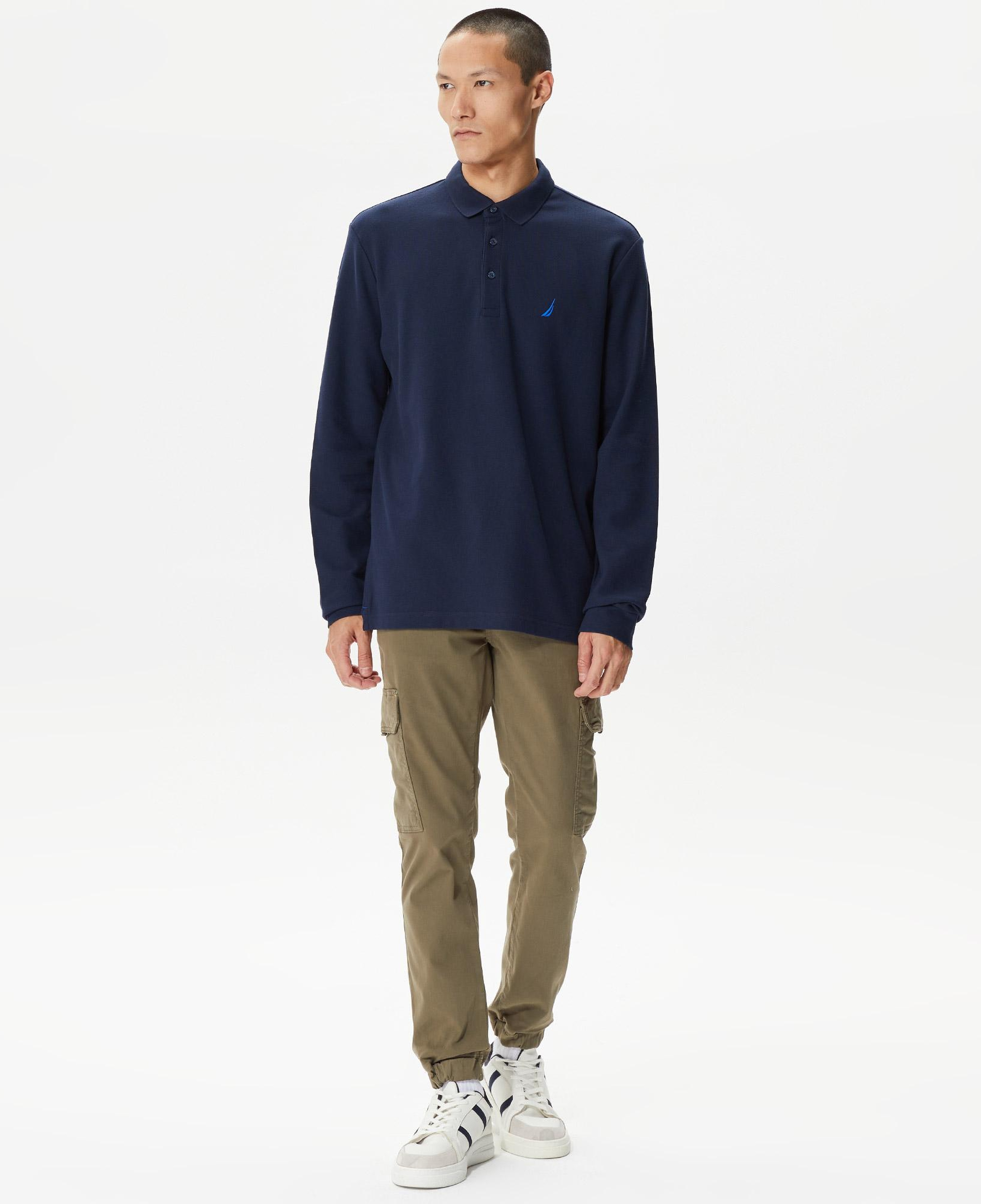 Nautica Erkek Lacivert Classic Fit Uzun Kollu Polo Yaka T-Shirt