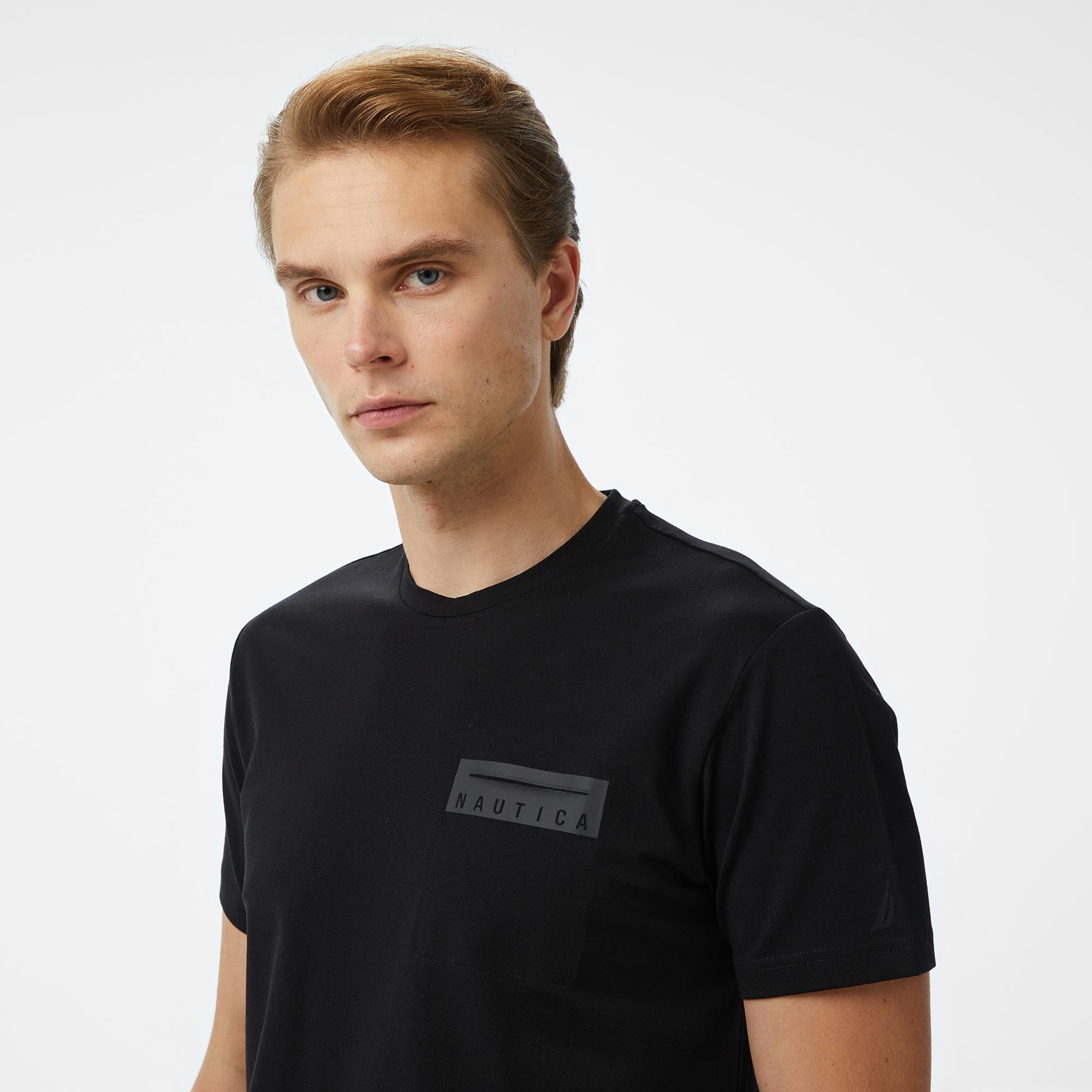 Nautica Erkek Siyah Regular Fit Baskılı T-Shirt