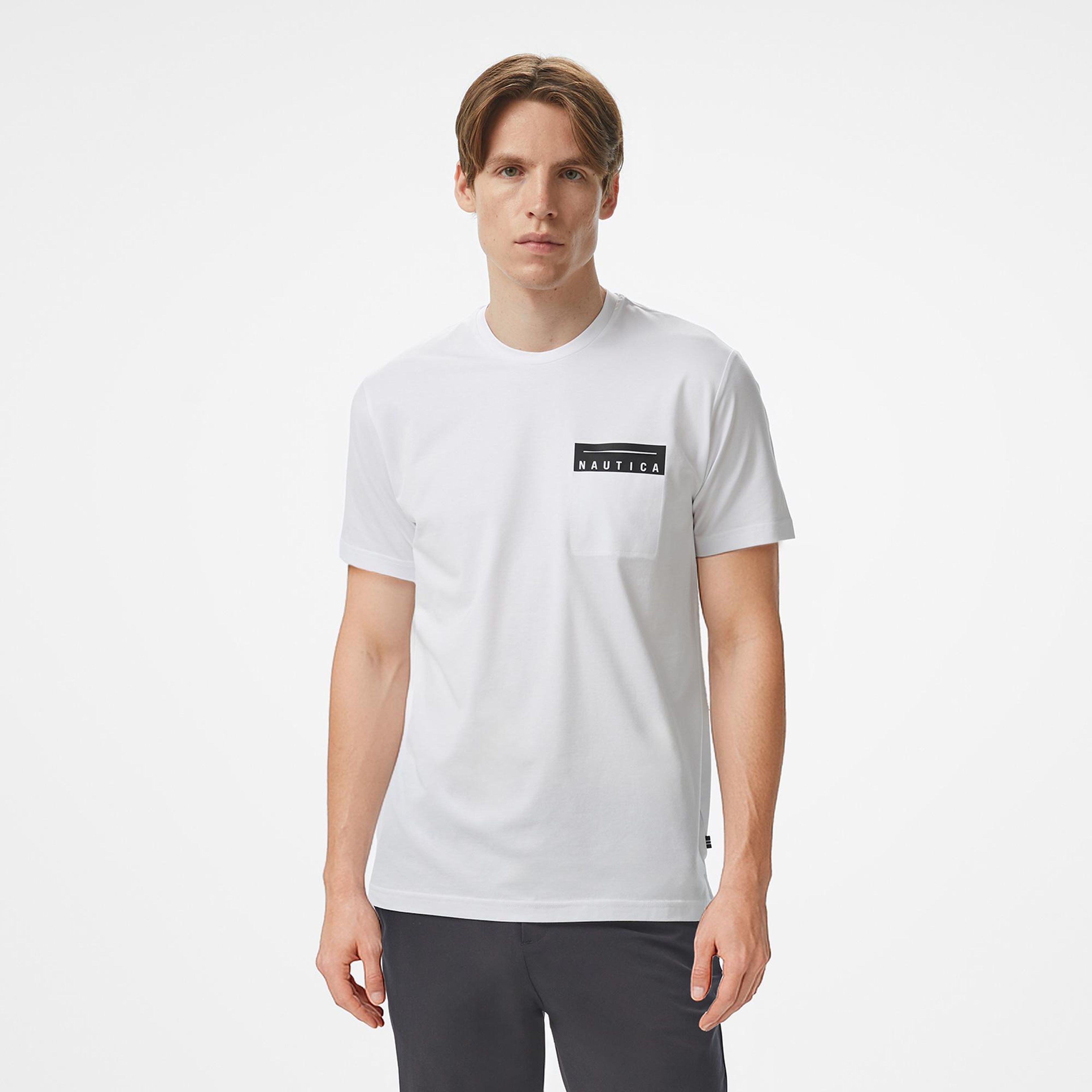 Nautica Erkek Beyaz Regular Fit Baskılı T-Shirt