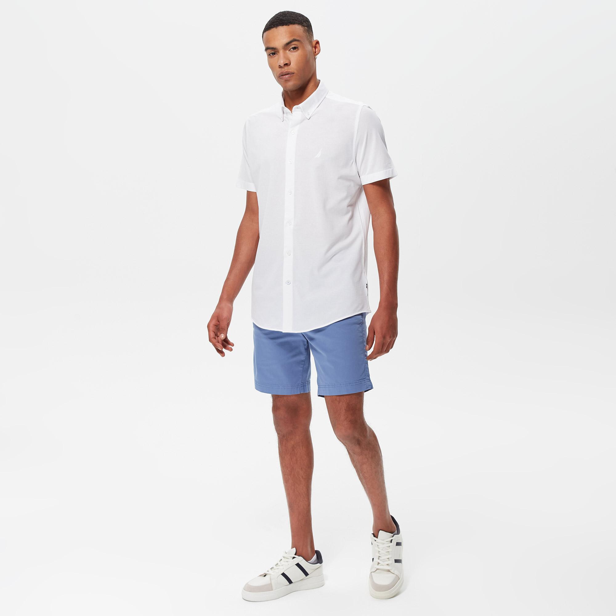 Nautica Erkek Beyaz Slim Fit Kısa Kollu Gömlek