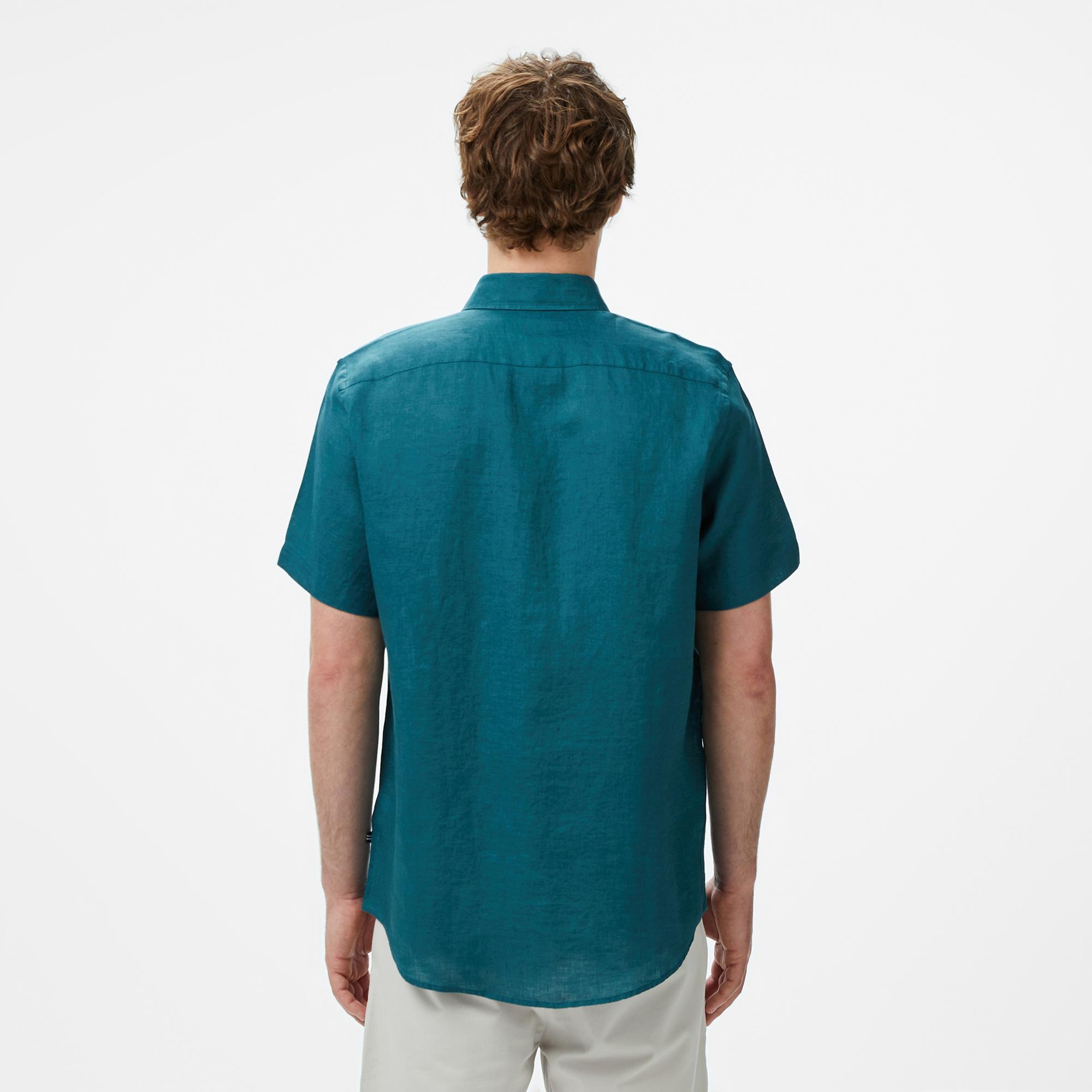 Nautica Erkek Yeşil Classic Fit Keten Gömlek