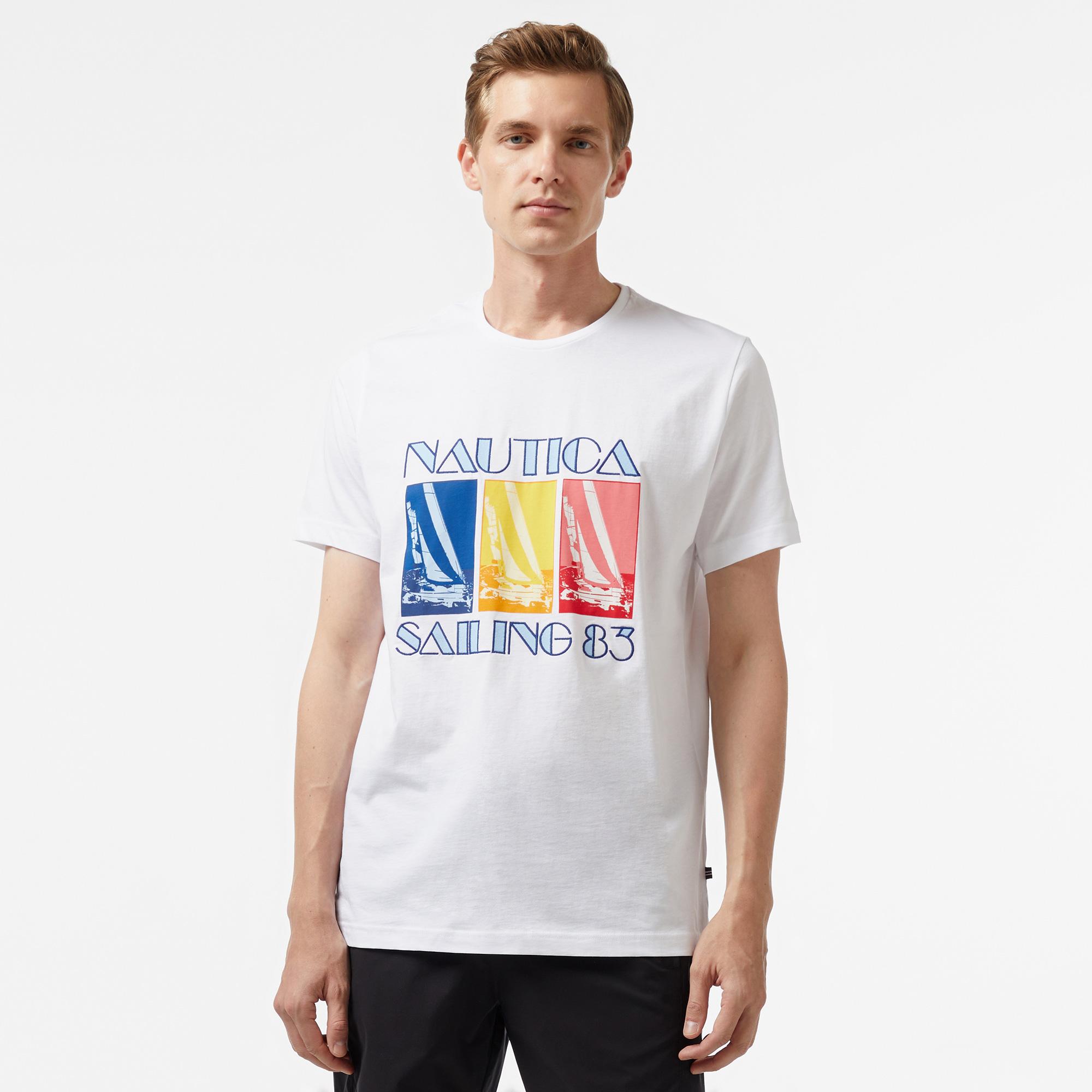 Nautica Erkek Beyaz Standart T-Shirt