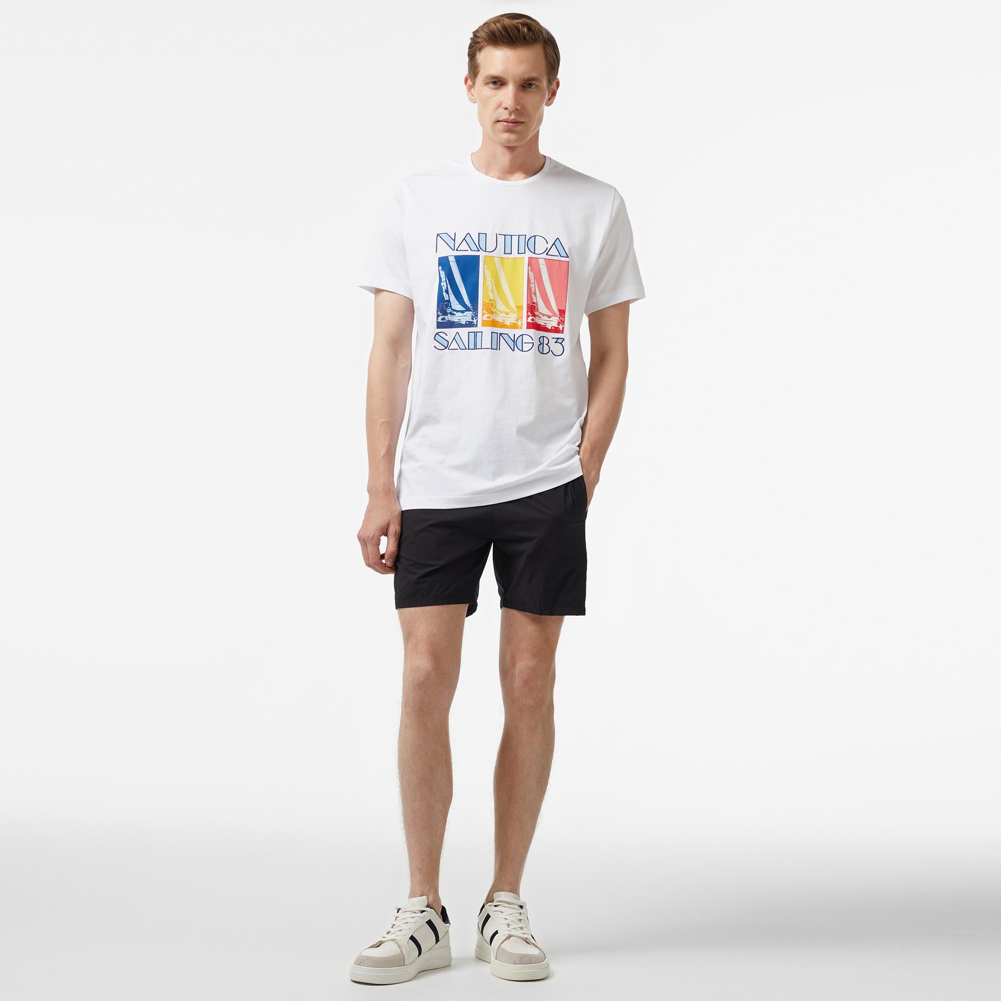 Nautica Erkek Beyaz Standart T-Shirt