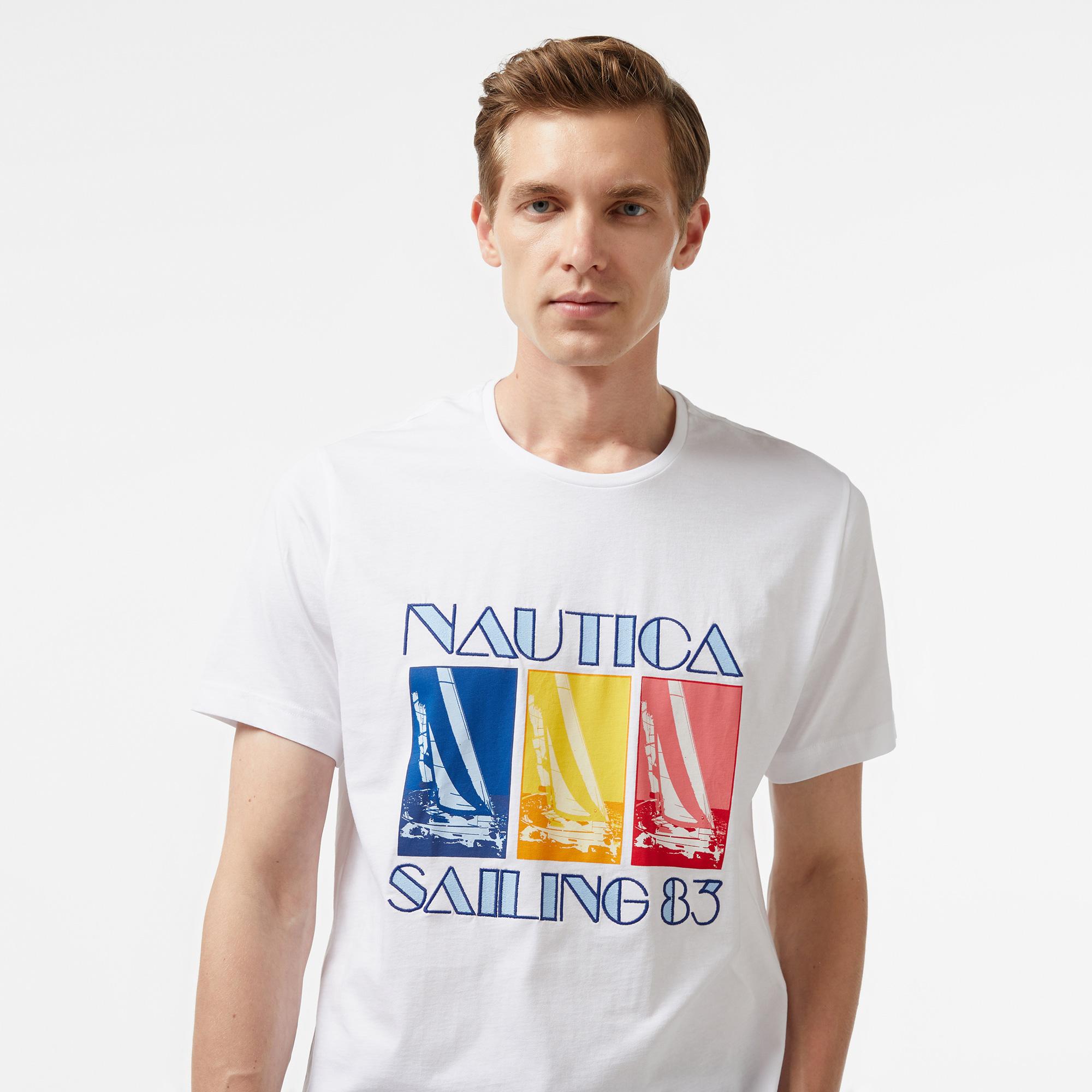 Nautica Erkek Beyaz Standart T-Shirt