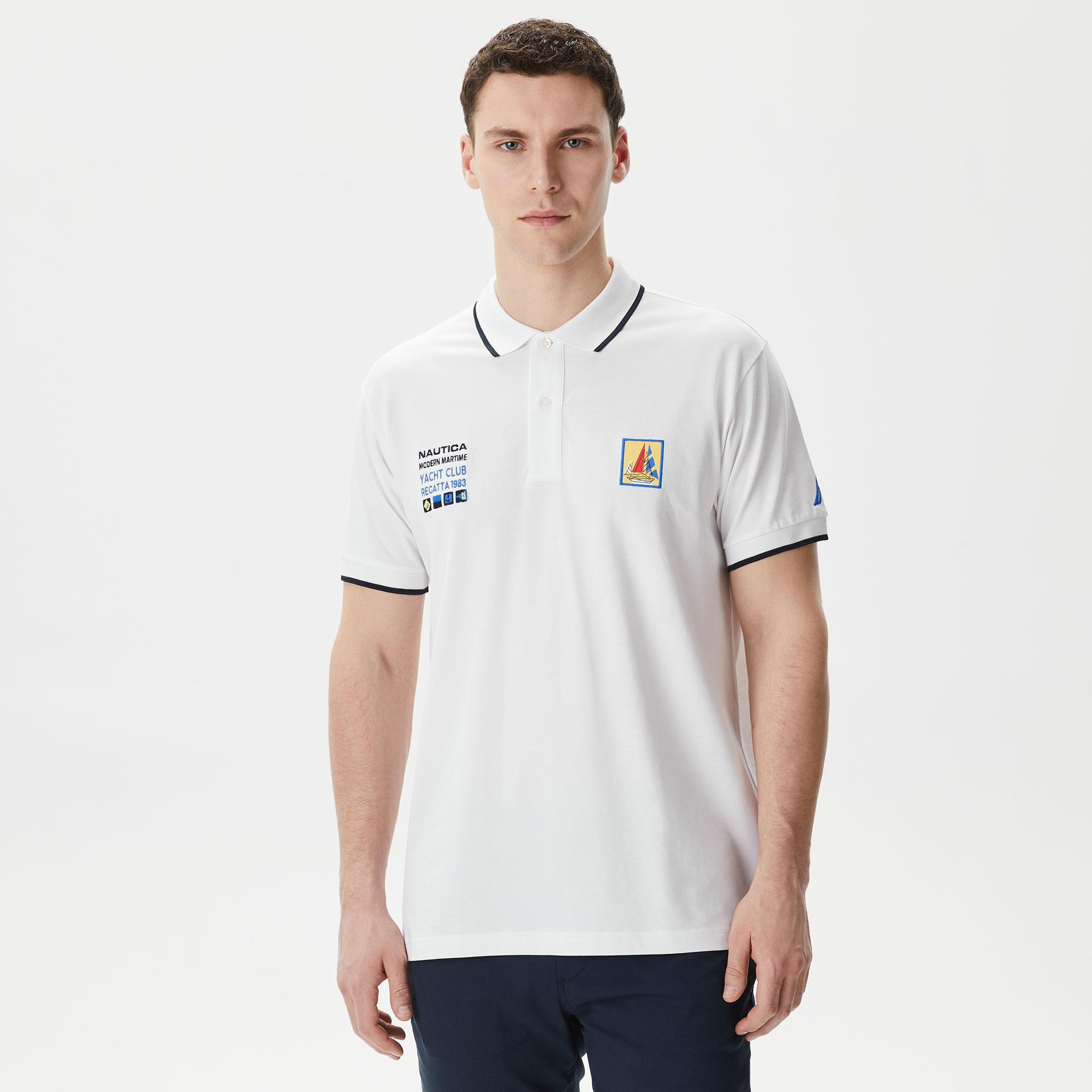 Nautica Erkek Beyaz Classic Fit Polo Yaka T-Shirt