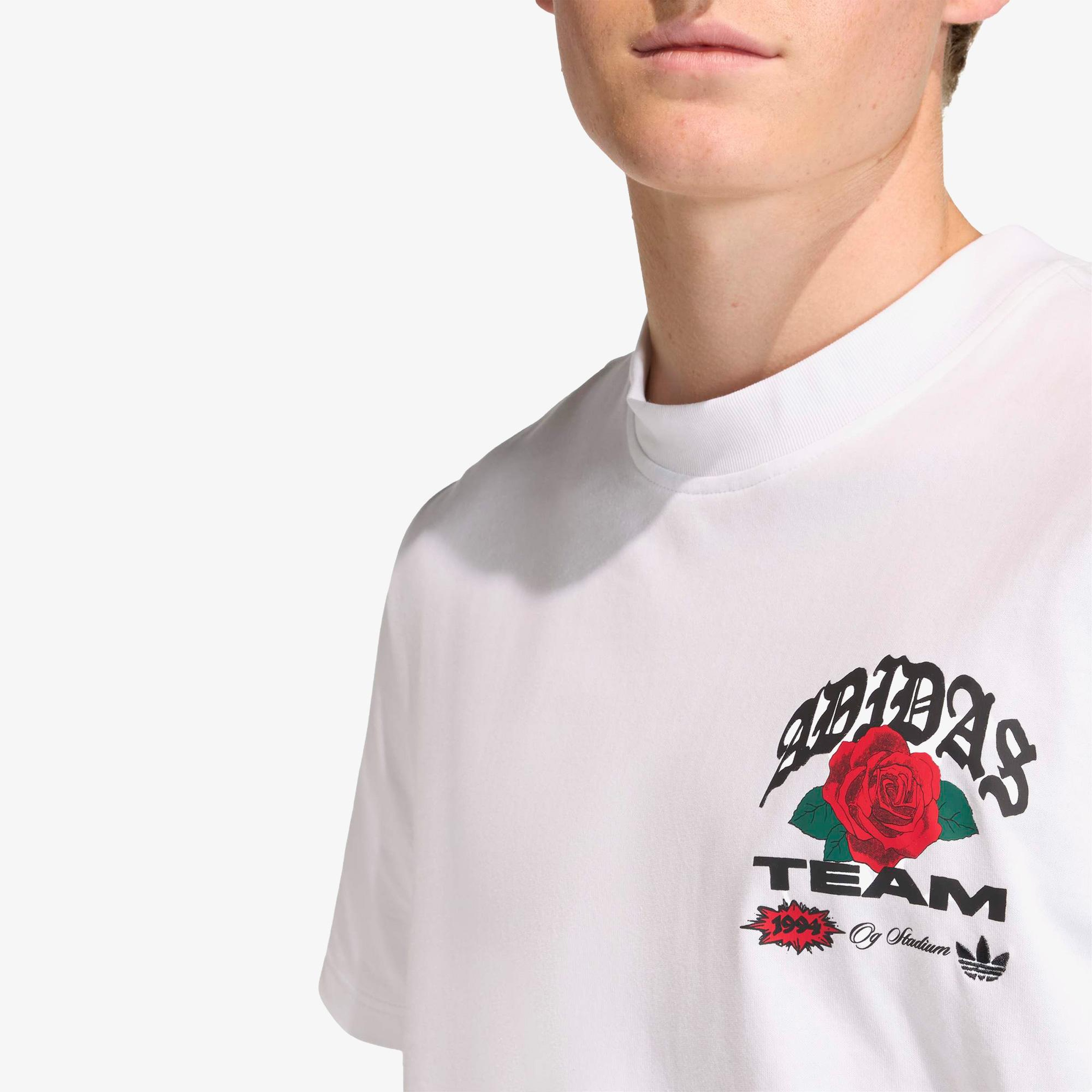 adidas GFX Roses Erkek Beyaz T-Shirt