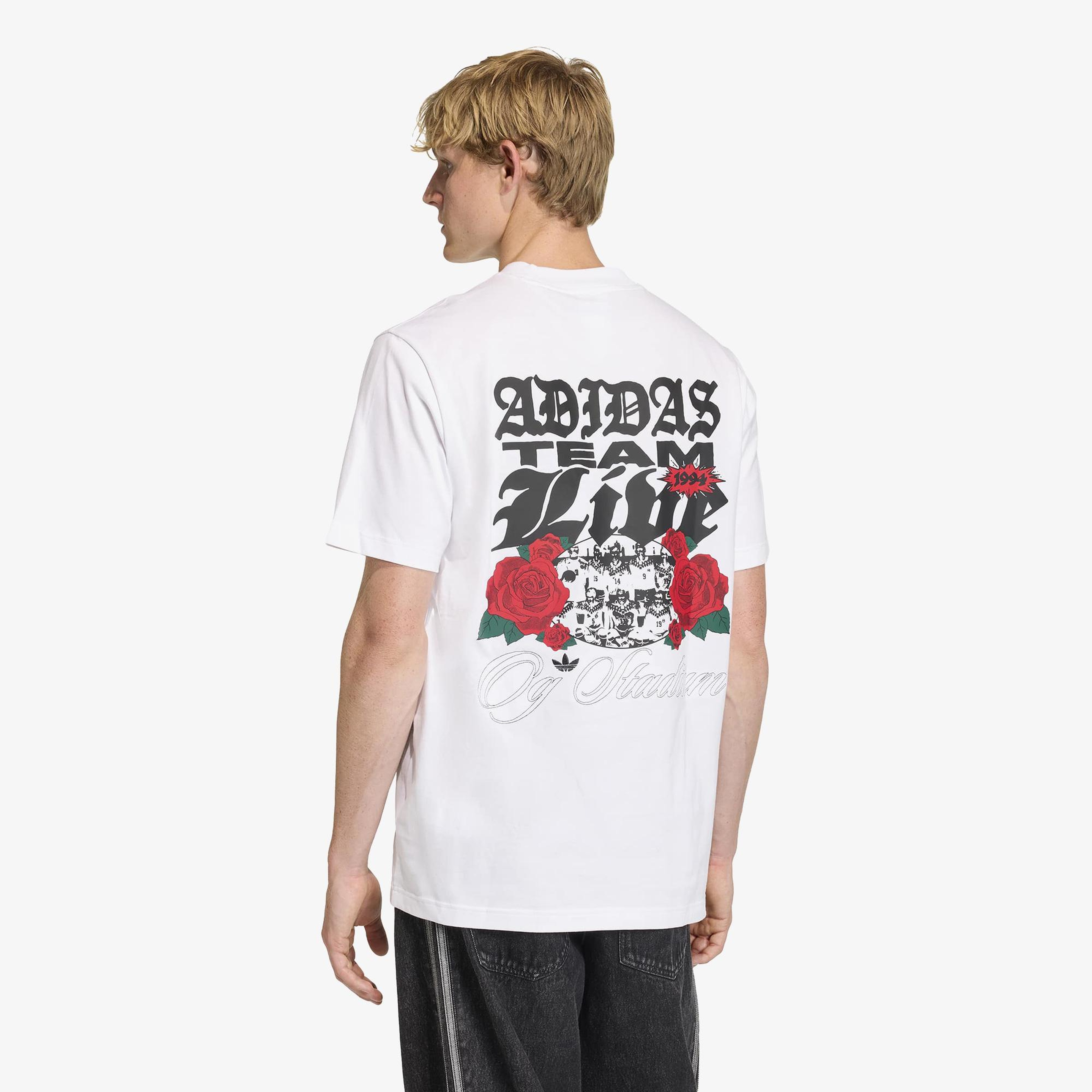 adidas GFX Roses Erkek Beyaz T-Shirt