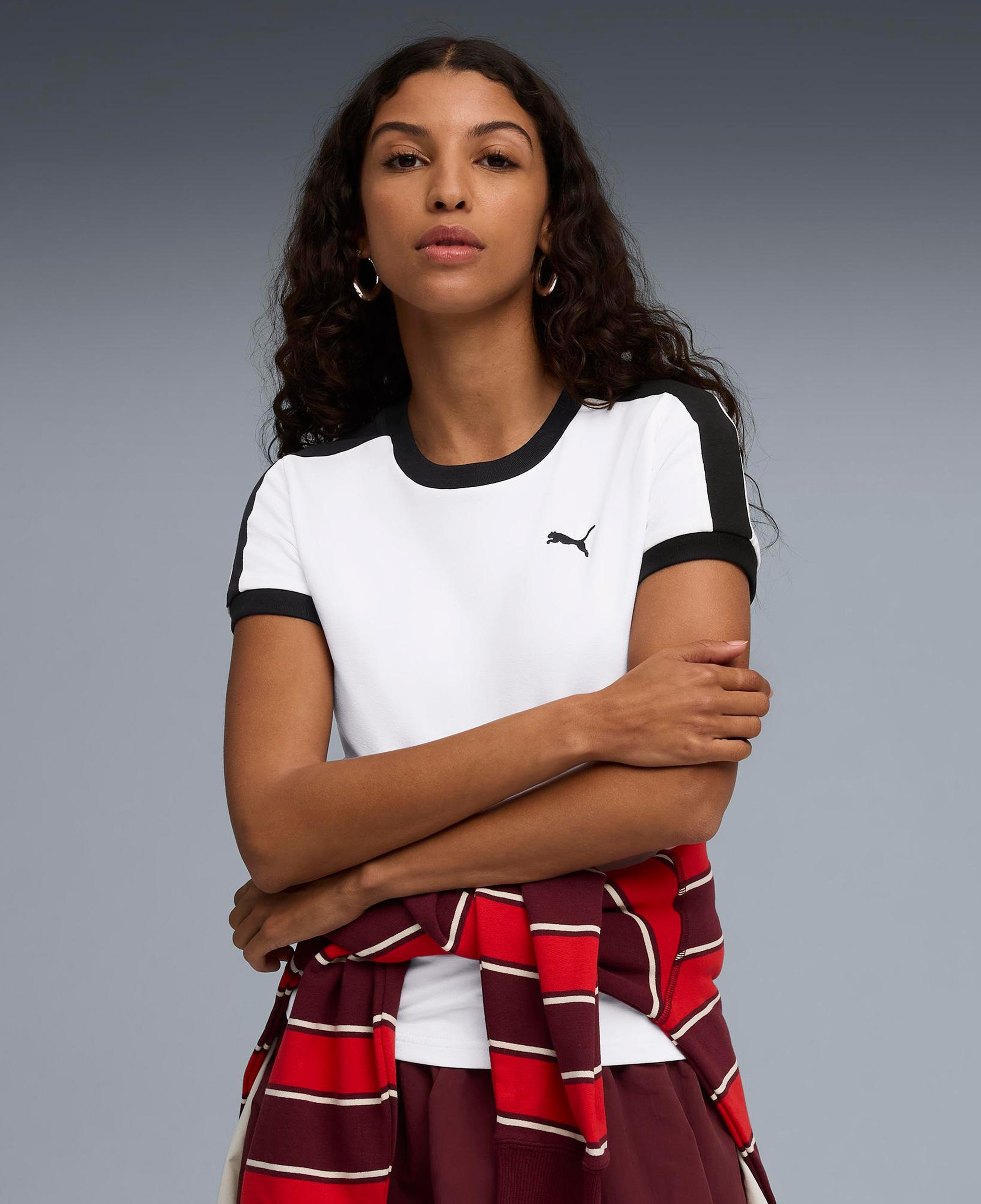 Puma T7 Slim Kadın Beyaz T-Shirt