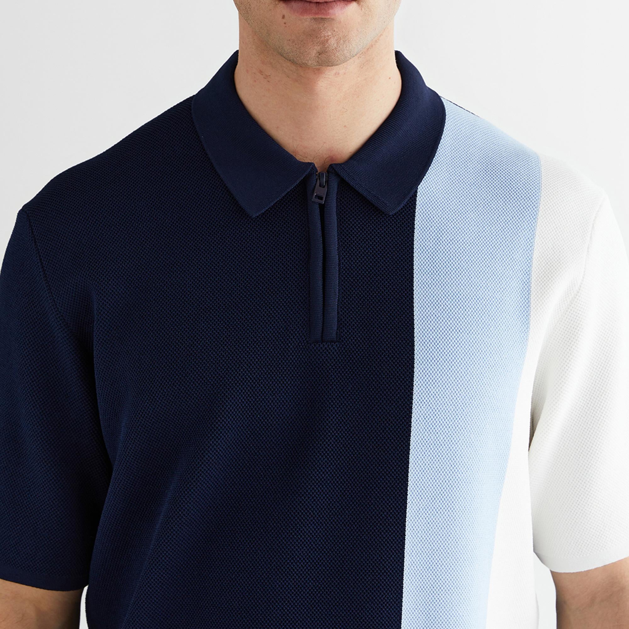 GANT Erkek Lacivert Regular Fit Renk Bloklu Triko