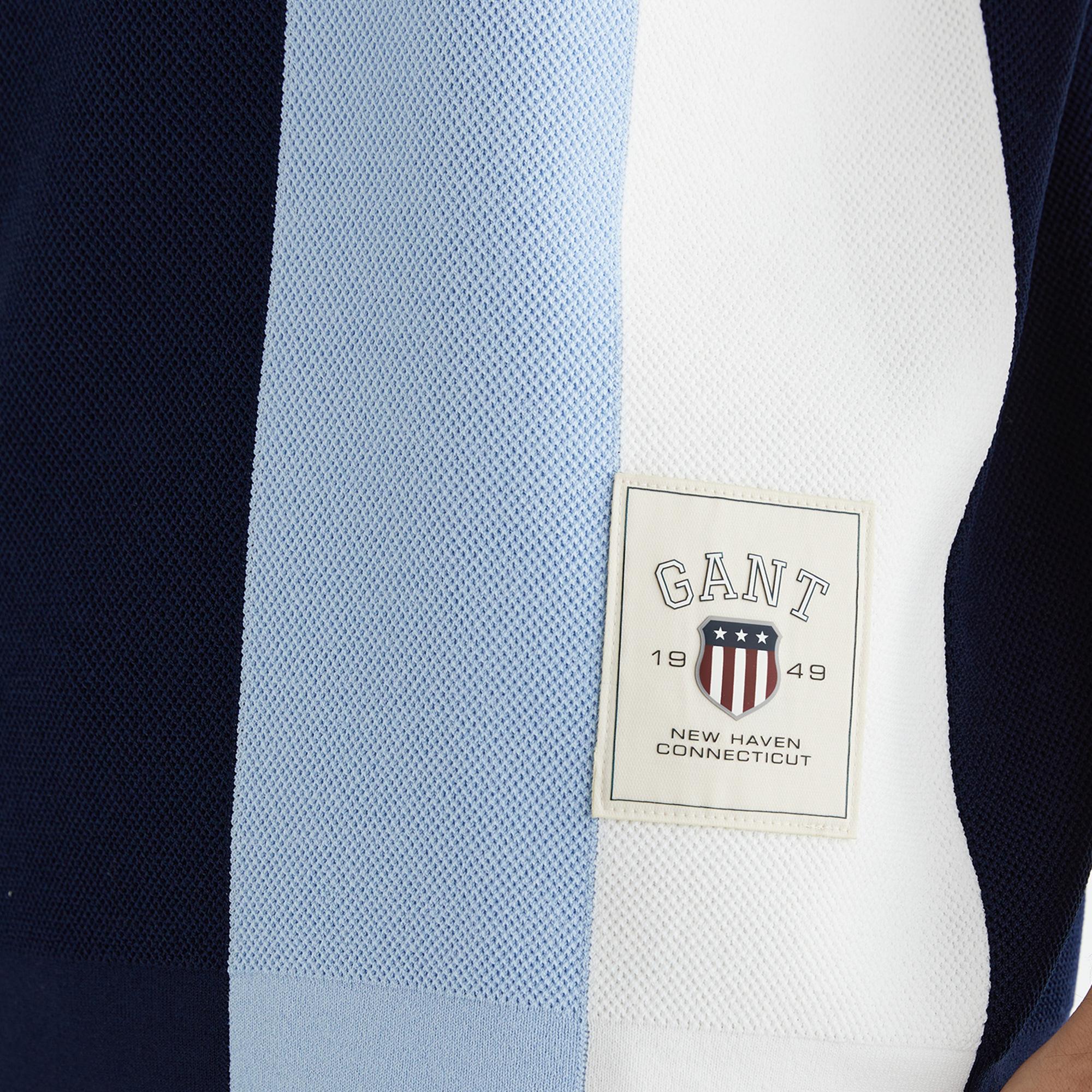 GANT Erkek Lacivert Regular Fit Renk Bloklu Triko