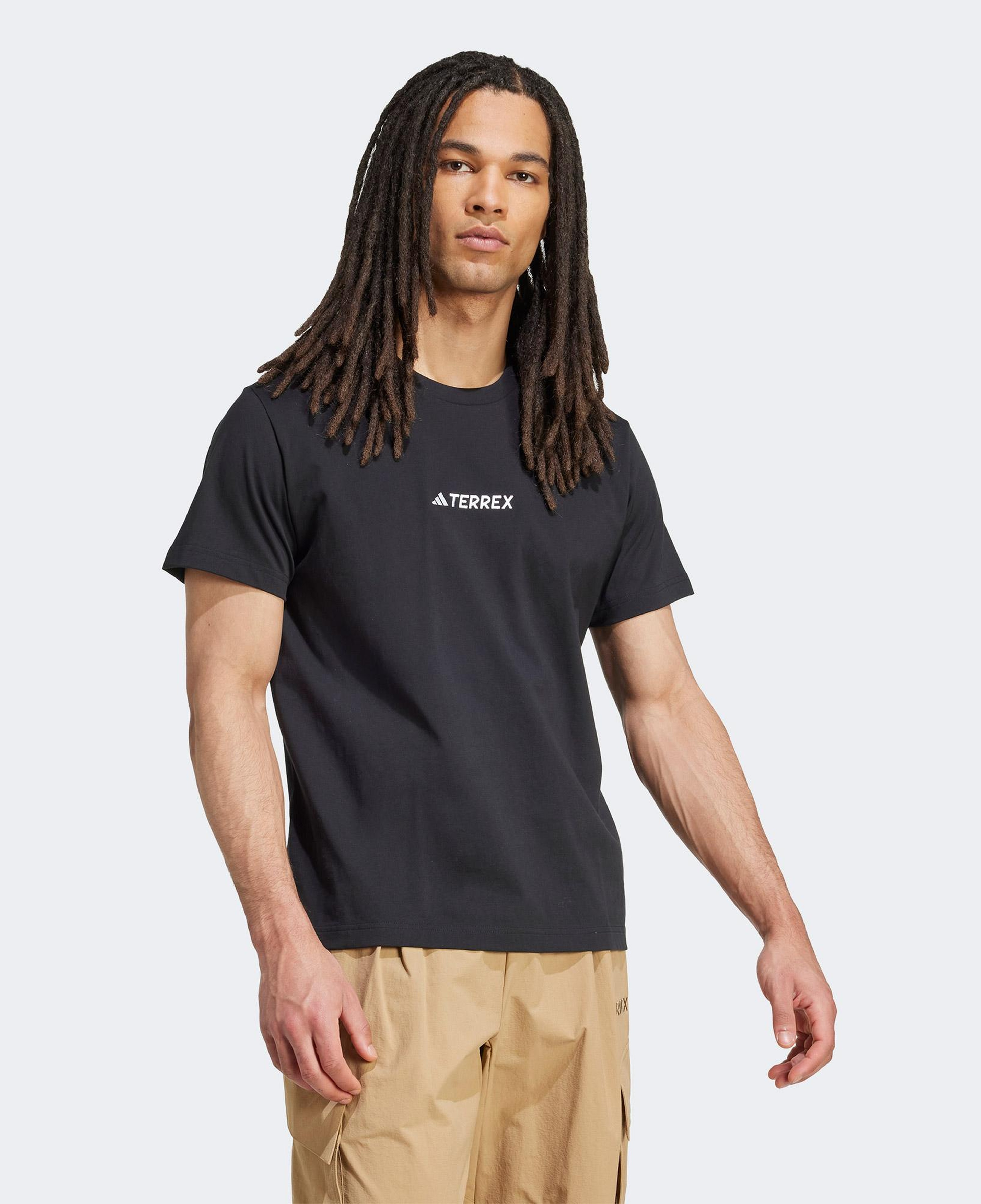 adidas Terrex İkonik Aop Grafikli Unisex Siyah Yürüyüş T-Shirt