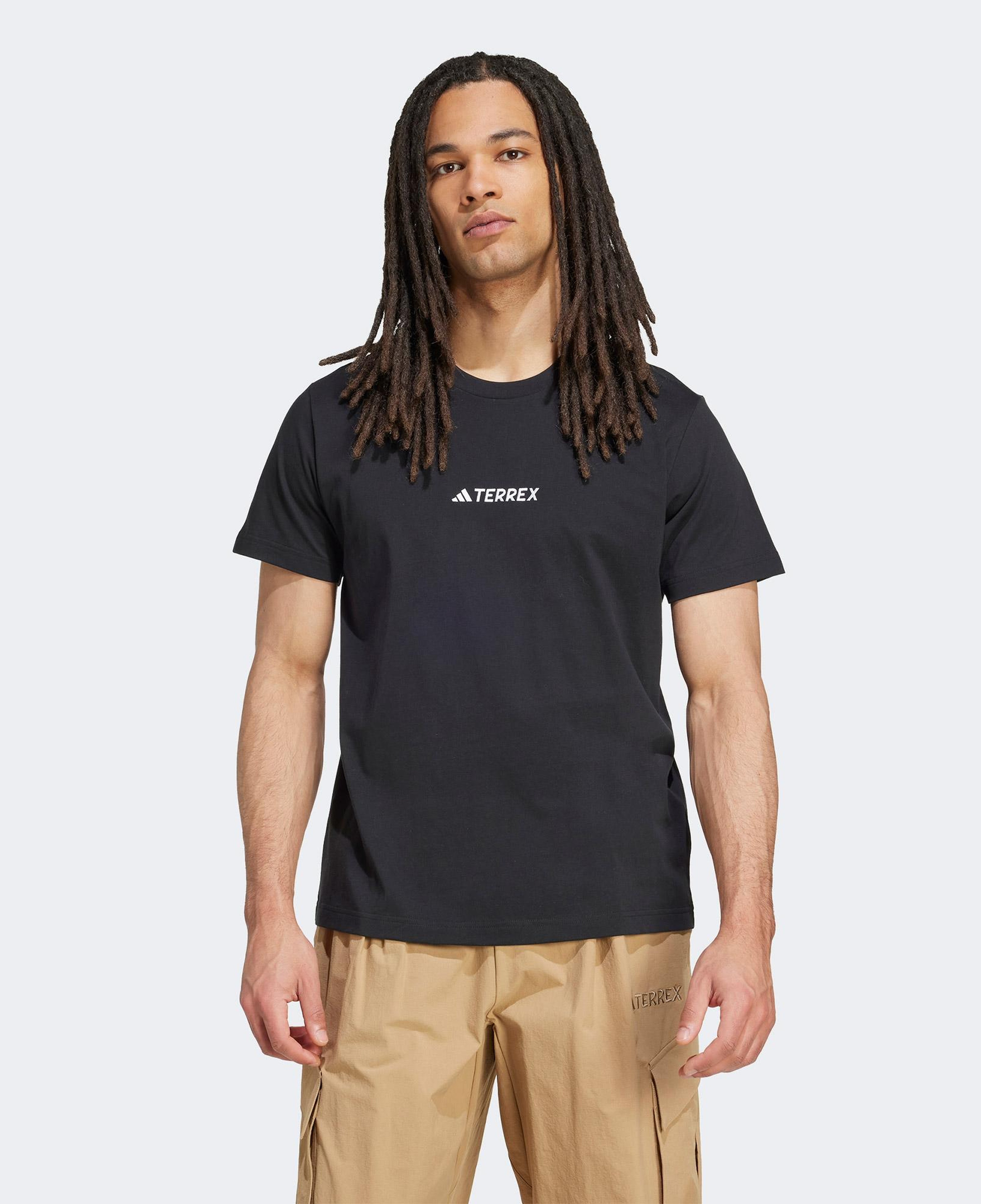 adidas Terrex İkonik Aop Grafikli Unisex Siyah Yürüyüş T-Shirt