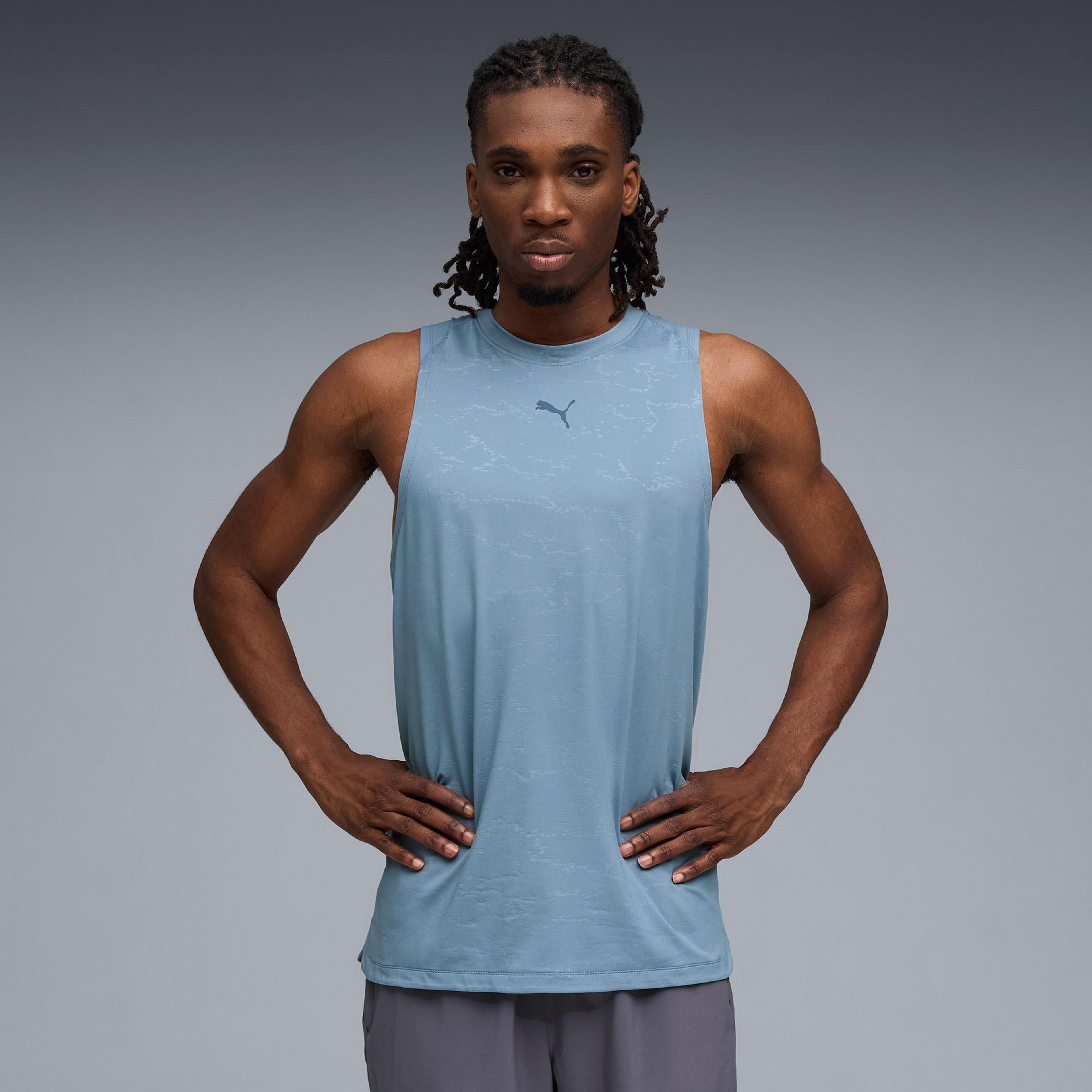 Puma Cloudspun Emboss Tank Erkek Mavi Antrenman Atleti
