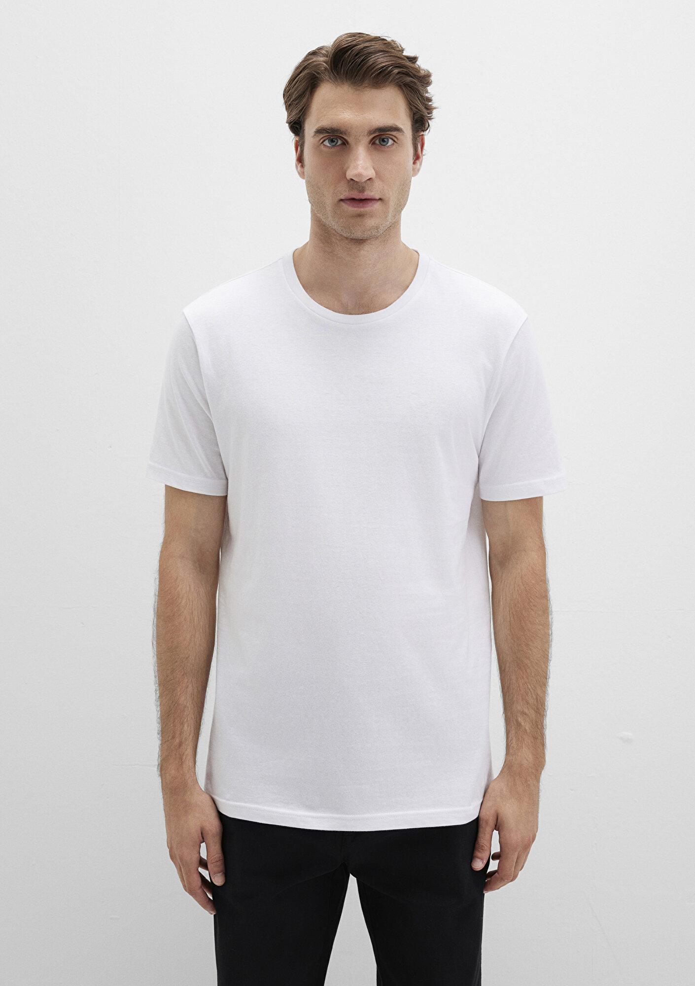 Mavi Beyaz Basic Tişört Slim Fit / Dar Kesim 065574-620