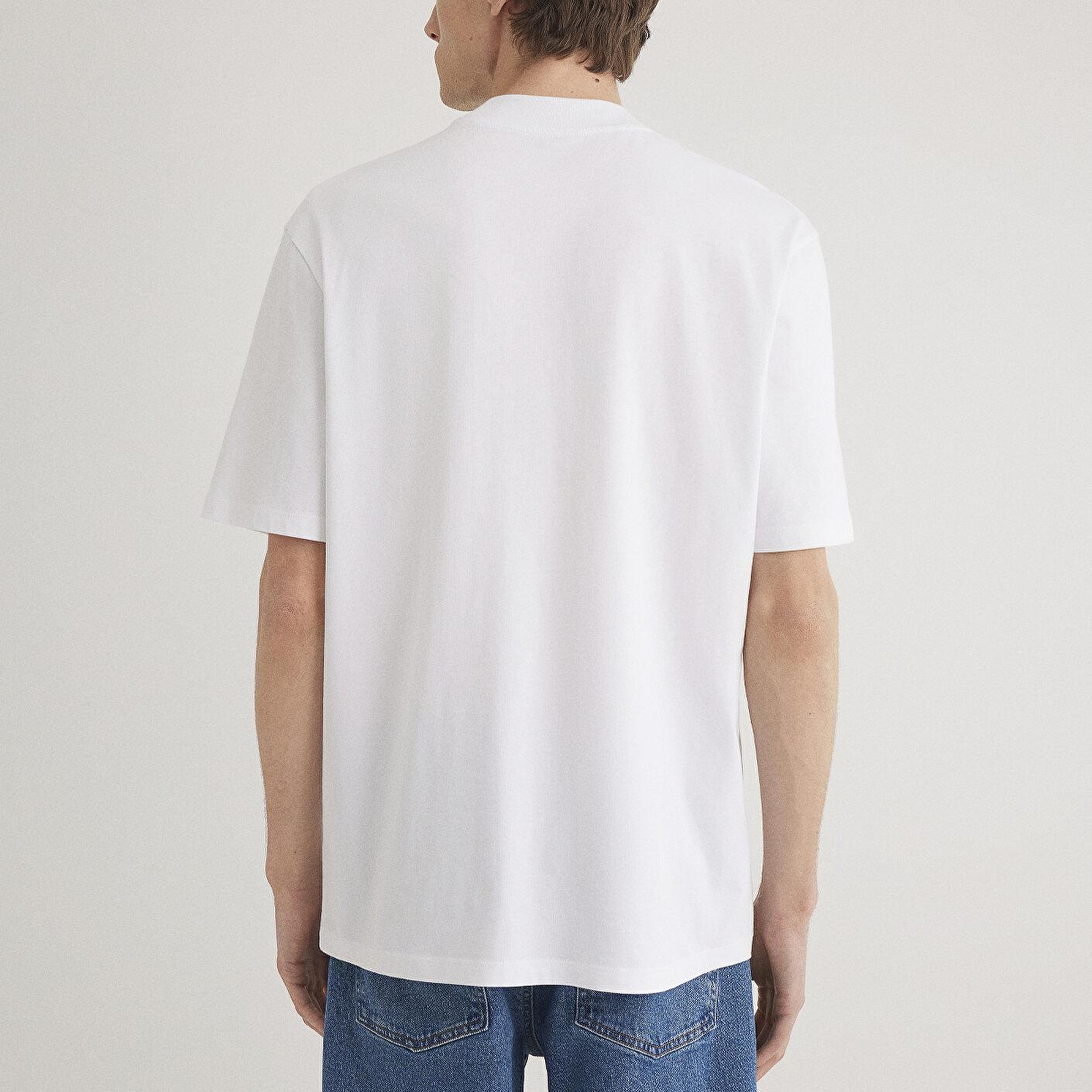 Mavi Beyaz Basic Tişört Loose Fit / Bol Rahat Kesim 0611193-620