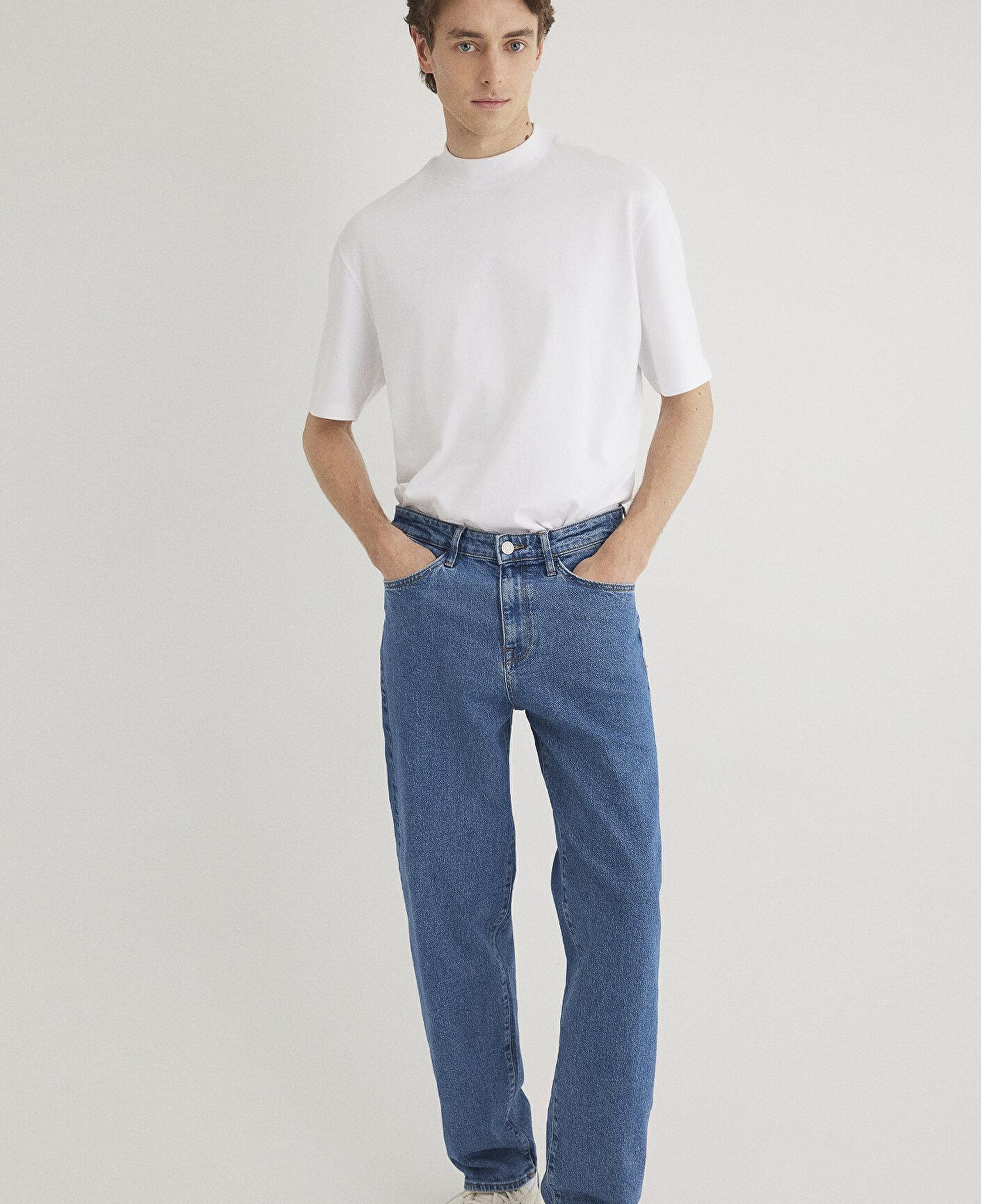 Mavi Beyaz Basic Tişört Loose Fit / Bol Rahat Kesim 0611193-620