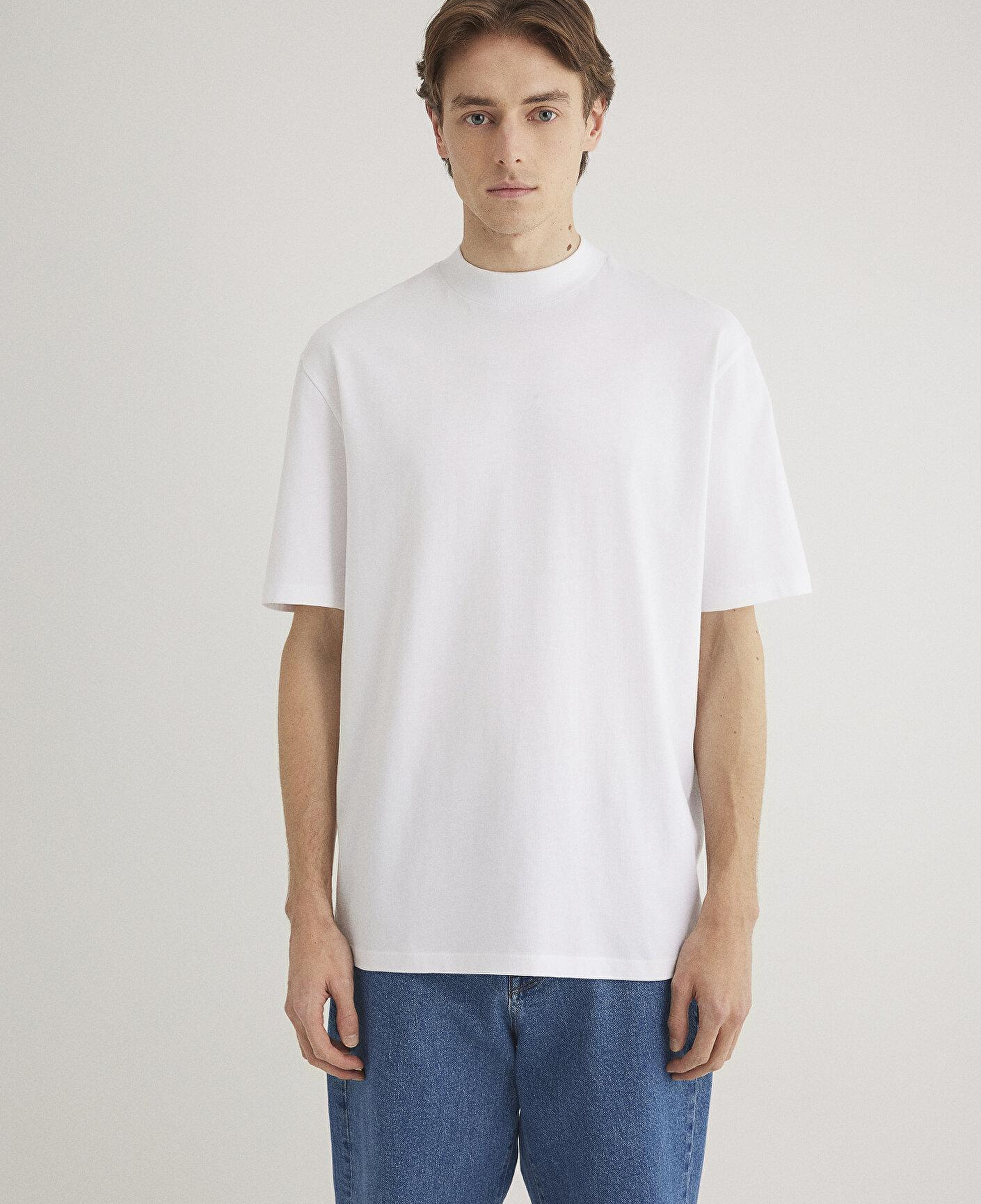 Mavi Beyaz Basic Tişört Loose Fit / Bol Rahat Kesim 0611193-620