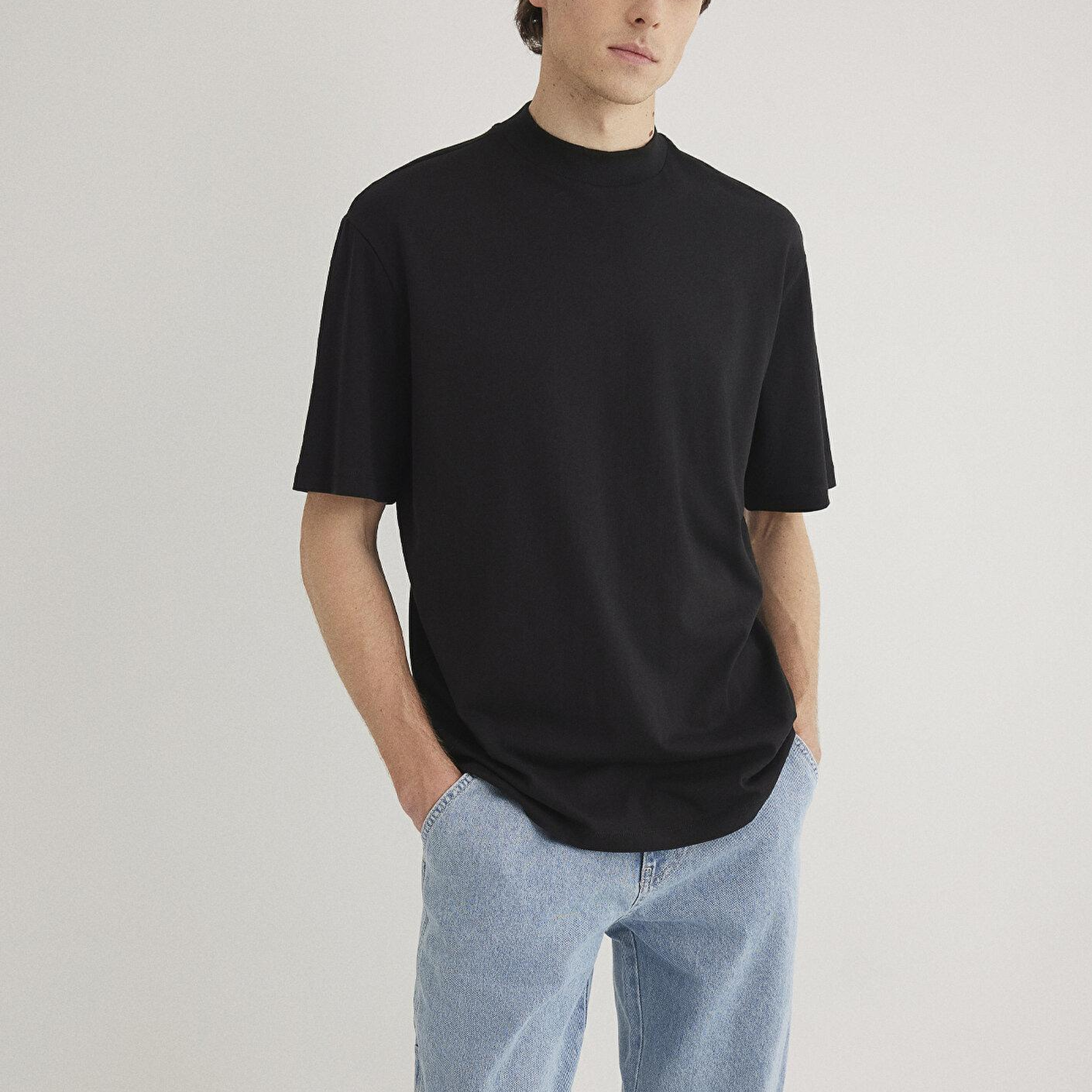 Mavi Siyah Basic Tişört Loose Fit / Bol Rahat Kesim 0611193-900