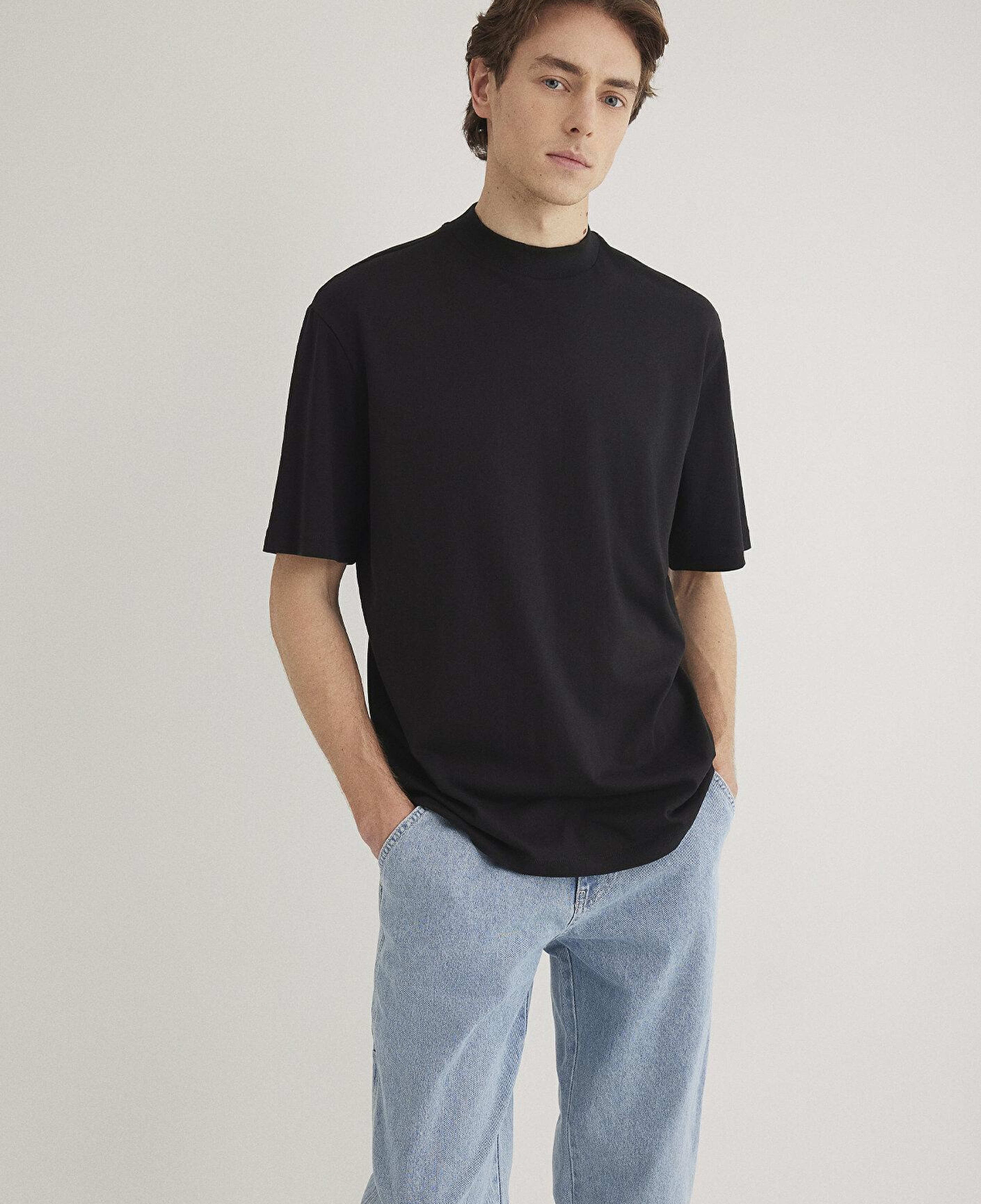 Mavi Siyah Basic Tişört Loose Fit / Bol Rahat Kesim 0611193-900