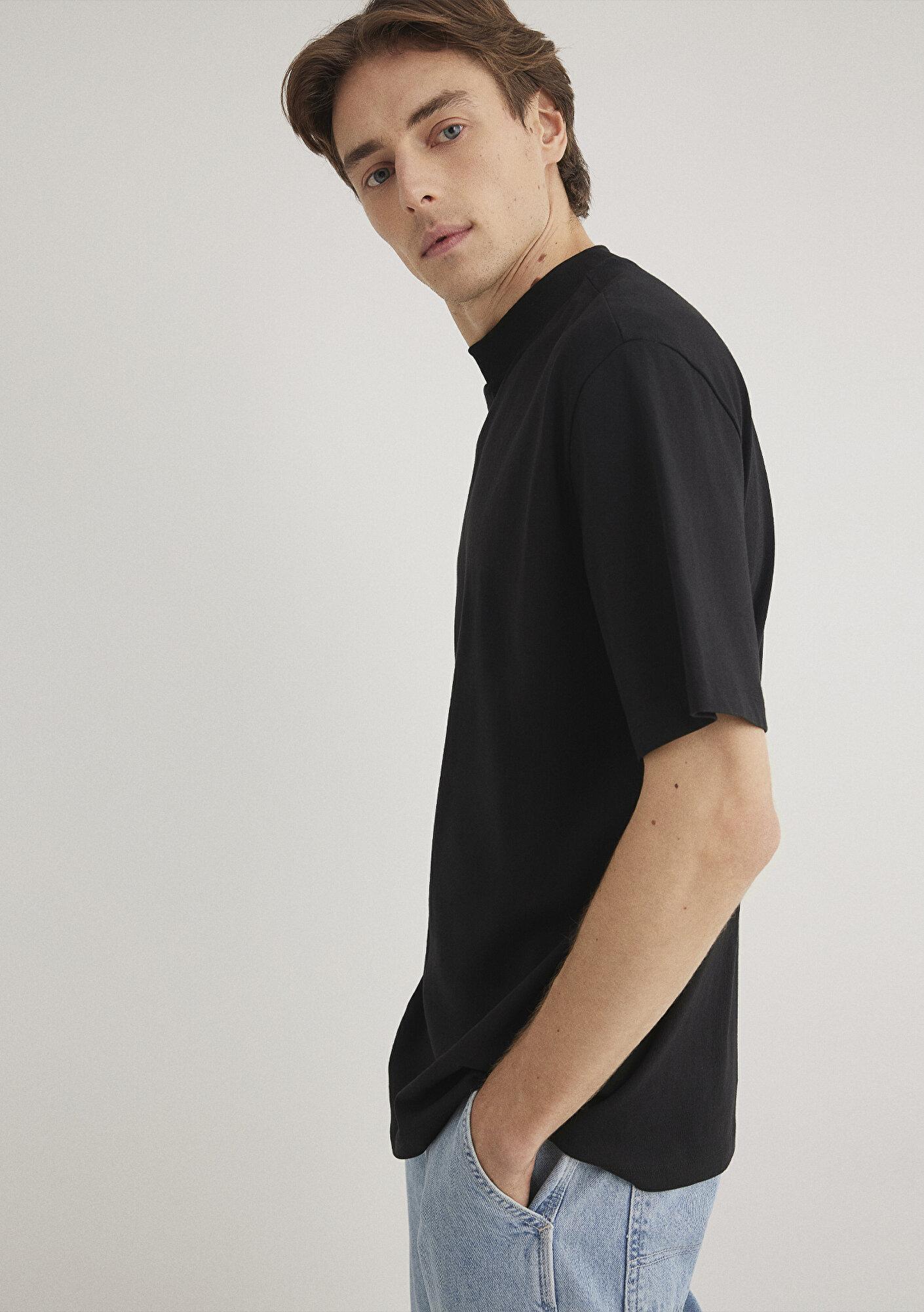 Mavi Siyah Basic Tişört Loose Fit / Bol Rahat Kesim 0611193-900