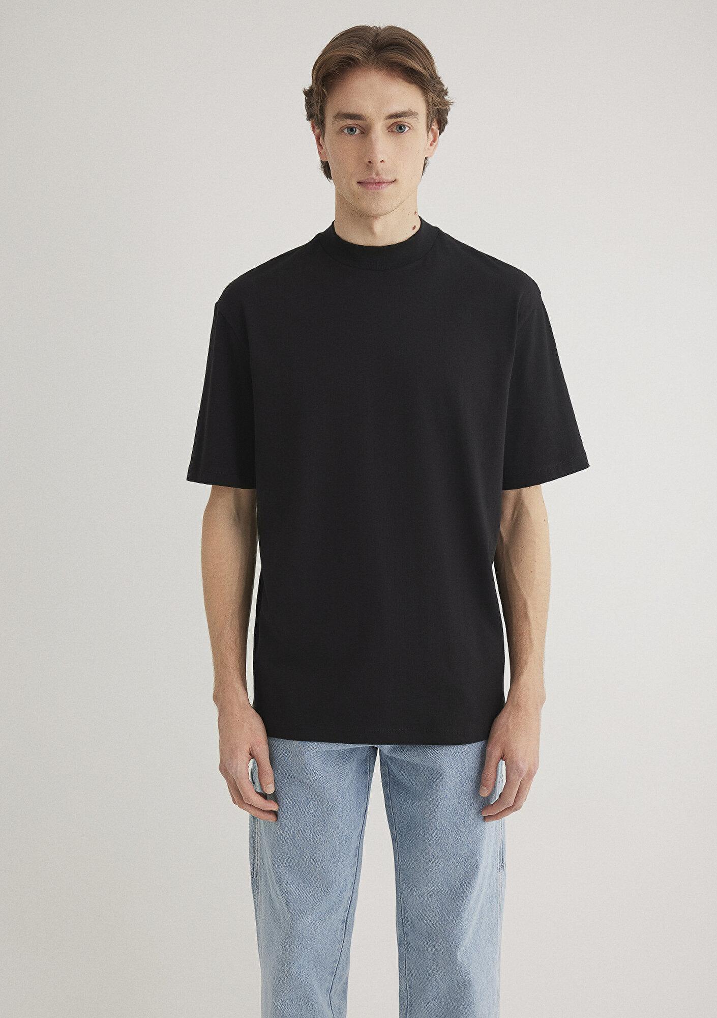 Mavi Siyah Basic Tişört Loose Fit / Bol Rahat Kesim 0611193-900