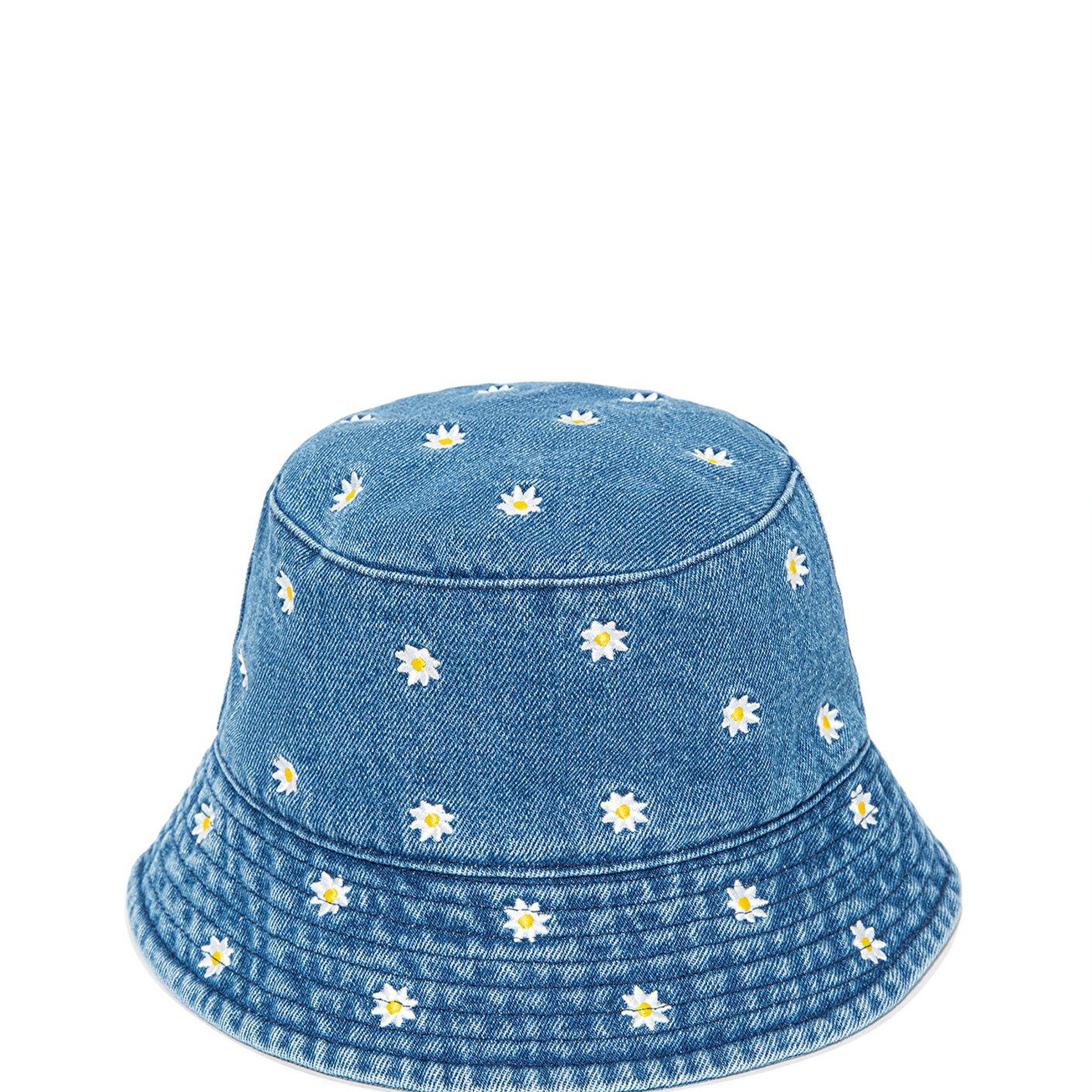 Mavi Papatya Nakışlı Denim Bucket Şapka 1912247-34961