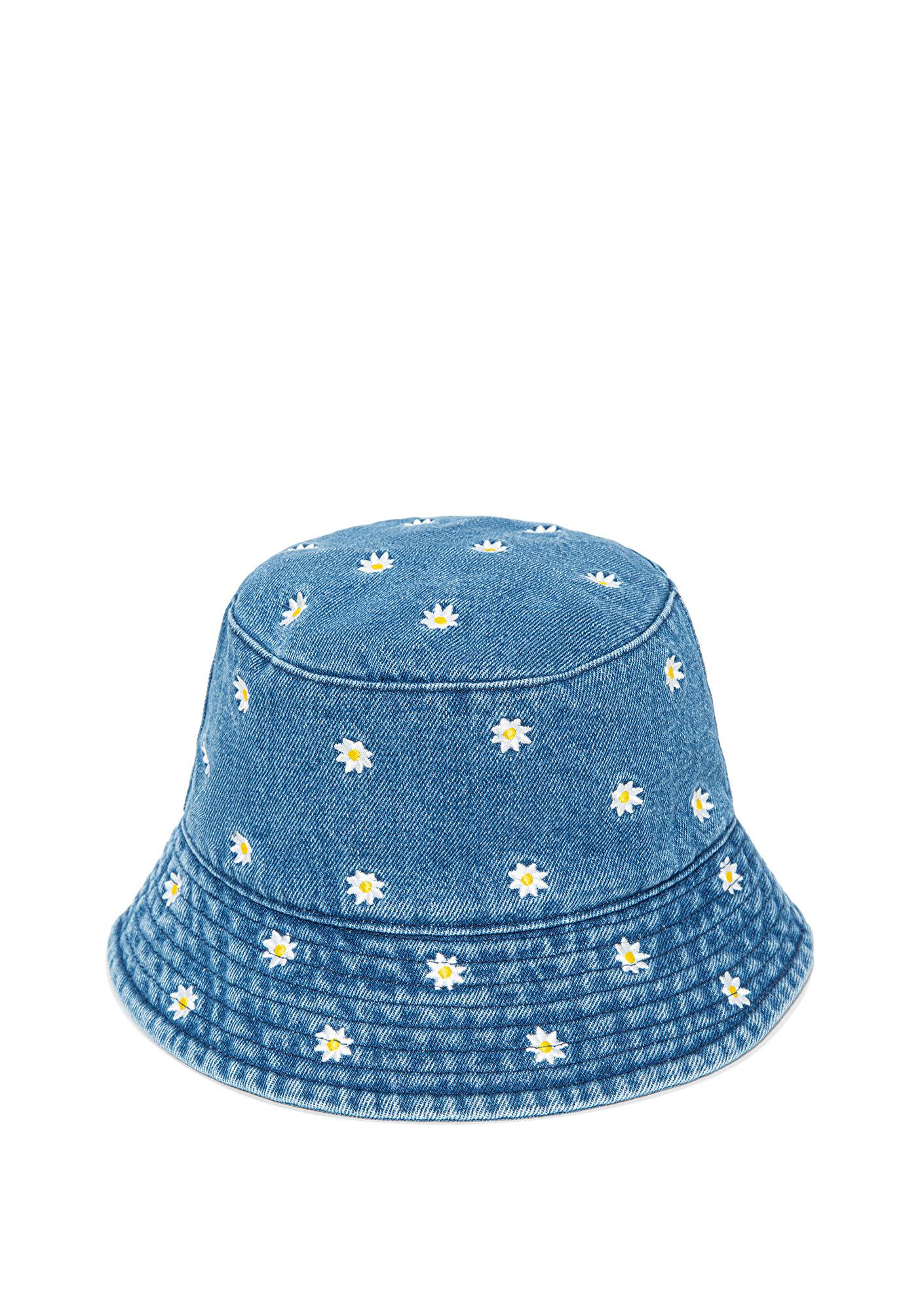 Mavi Papatya Nakışlı Denim Bucket Şapka 1912247-34961