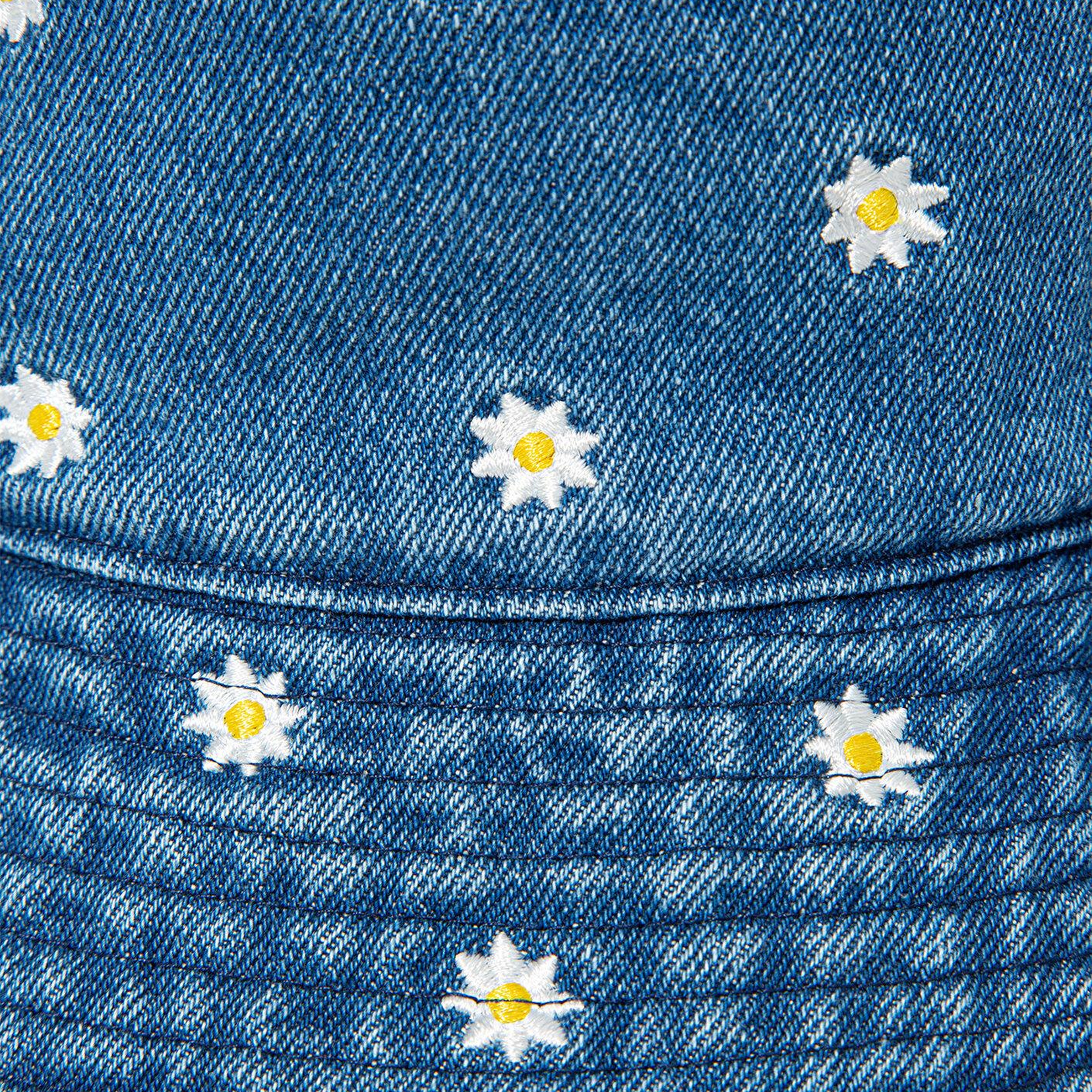 Mavi Papatya Nakışlı Denim Bucket Şapka 1912247-34961