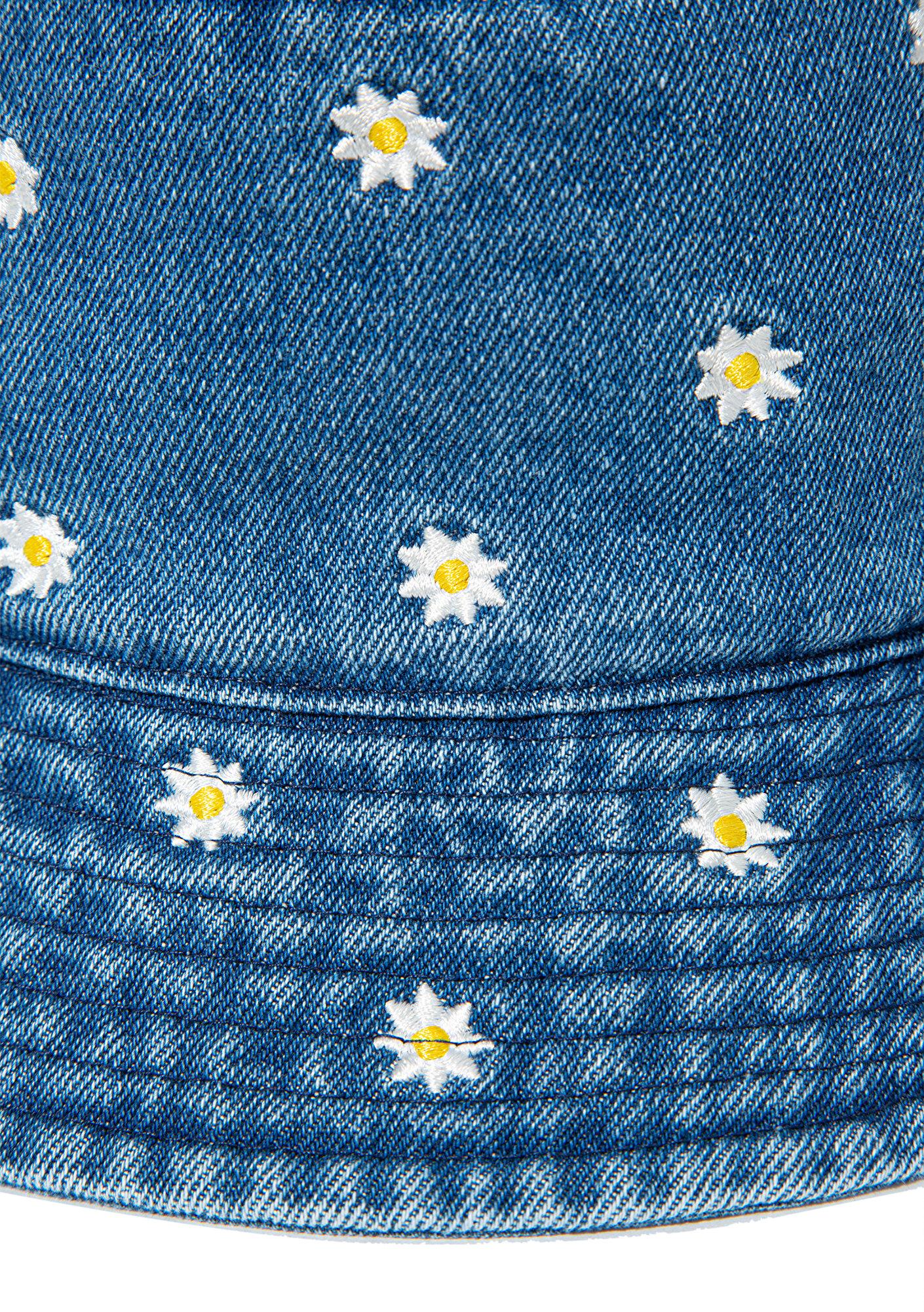 Mavi Papatya Nakışlı Denim Bucket Şapka 1912247-34961