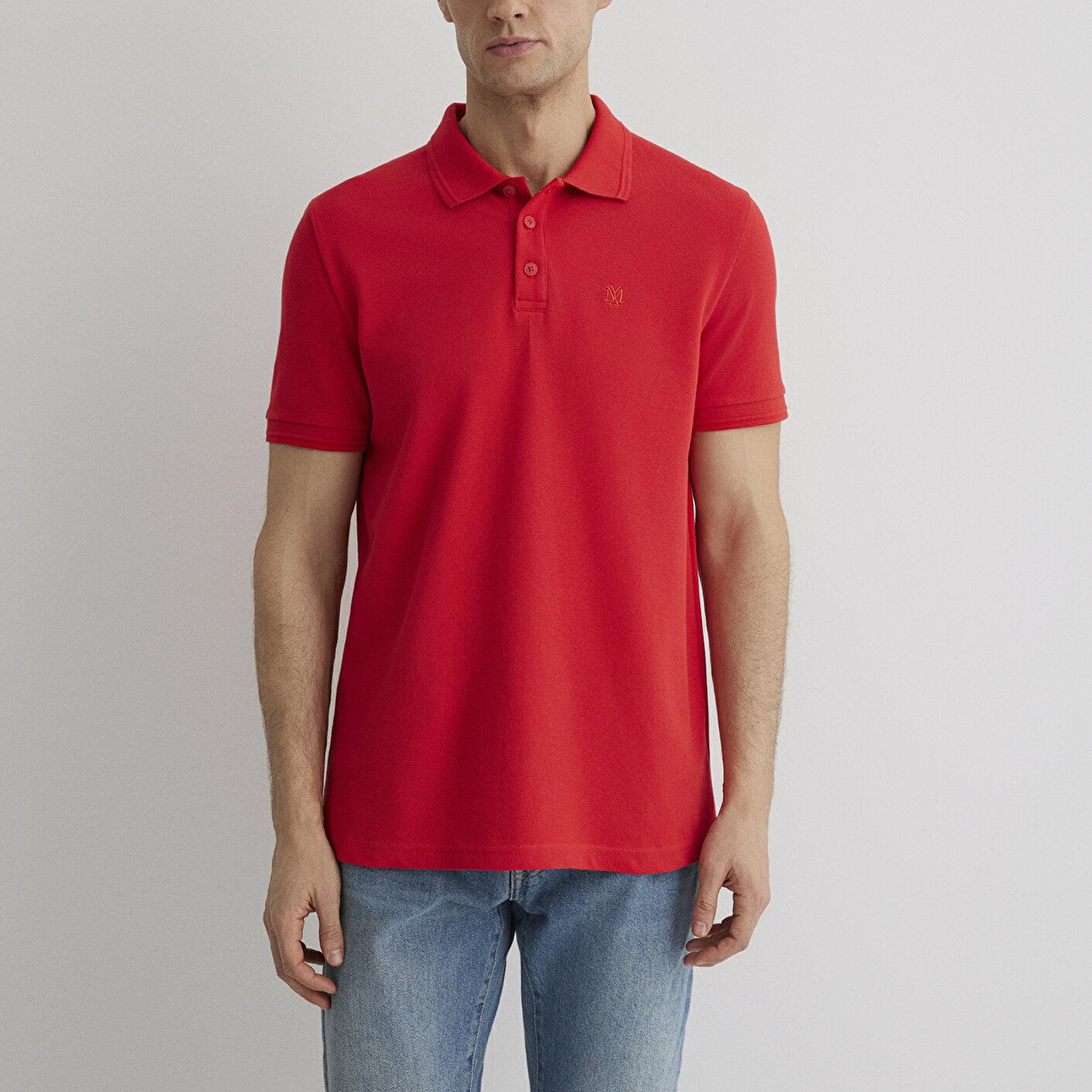 Mavi Kırmızı Polo Tişört Slim Fit / Dar Kesim 064946-70471