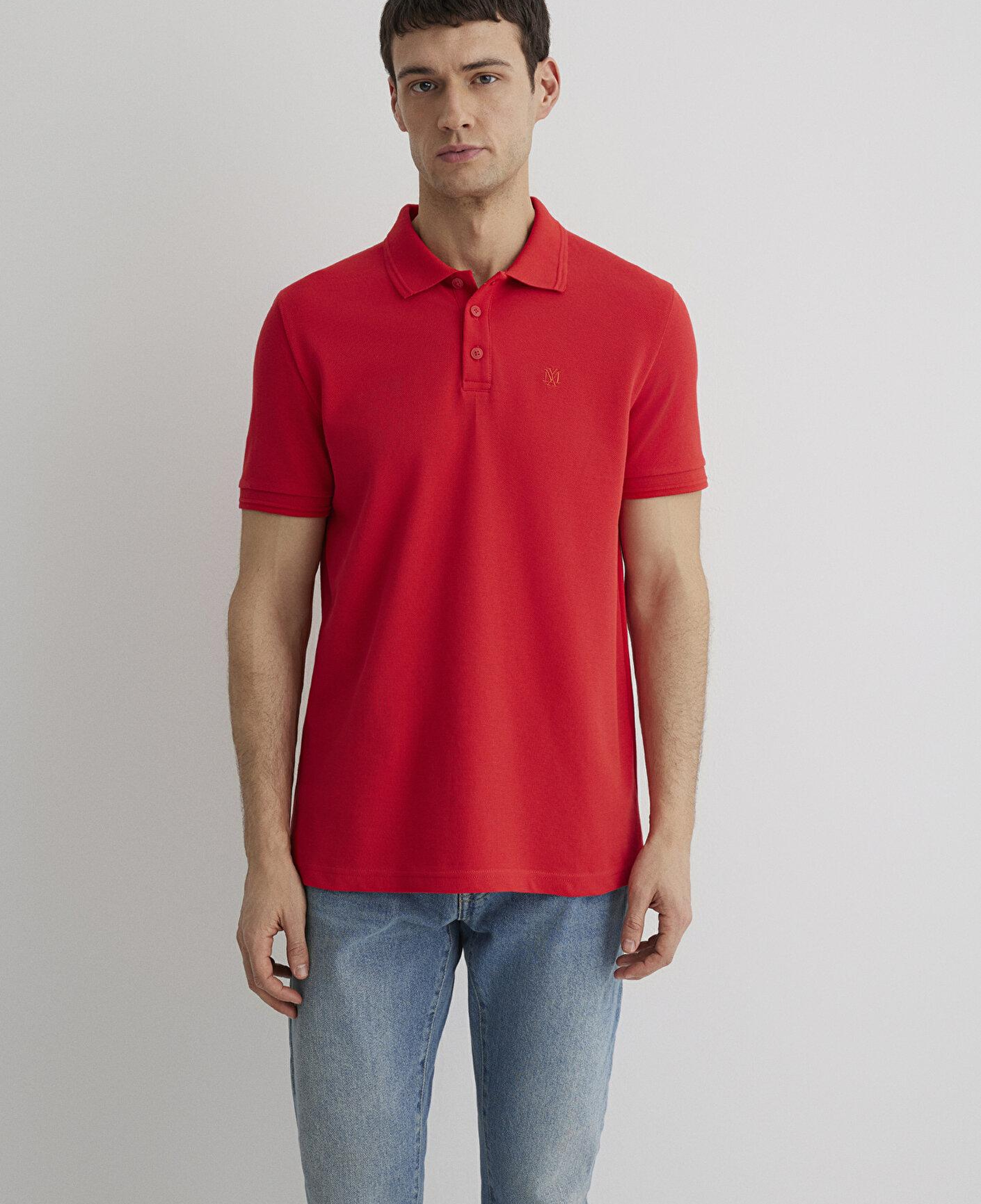 Mavi Kırmızı Polo Tişört Slim Fit / Dar Kesim 064946-70471