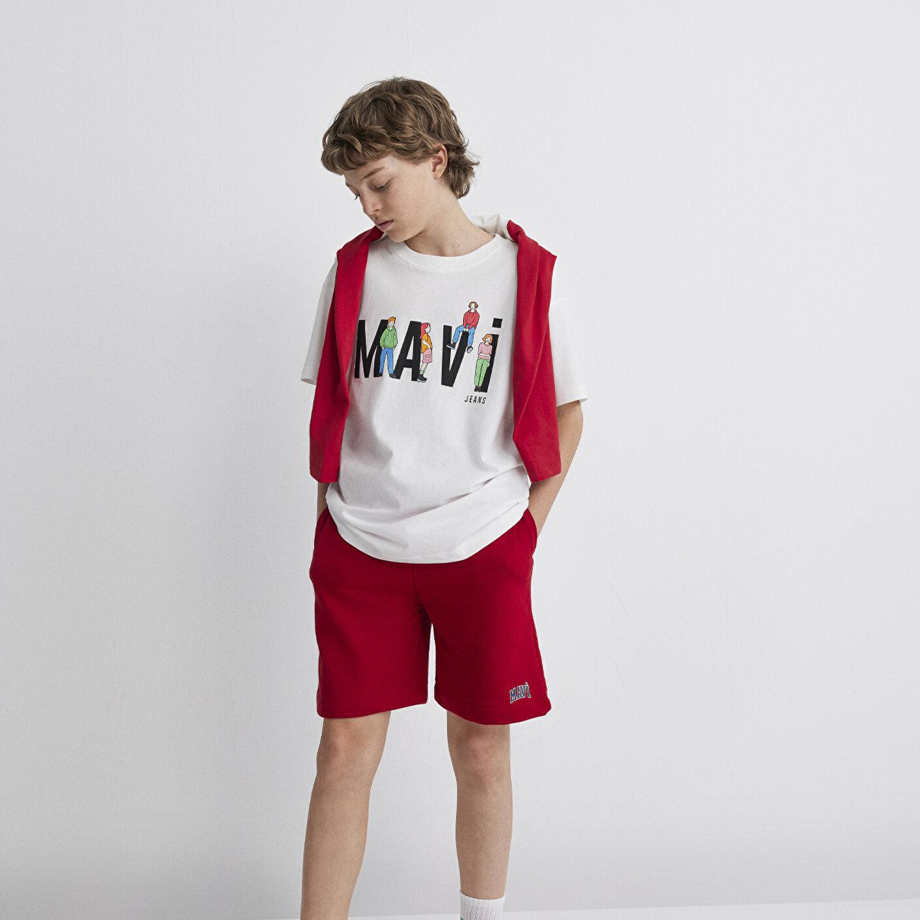 Mavi Mavi Logo Baskılı Kırmızı Şort 6410003-70464