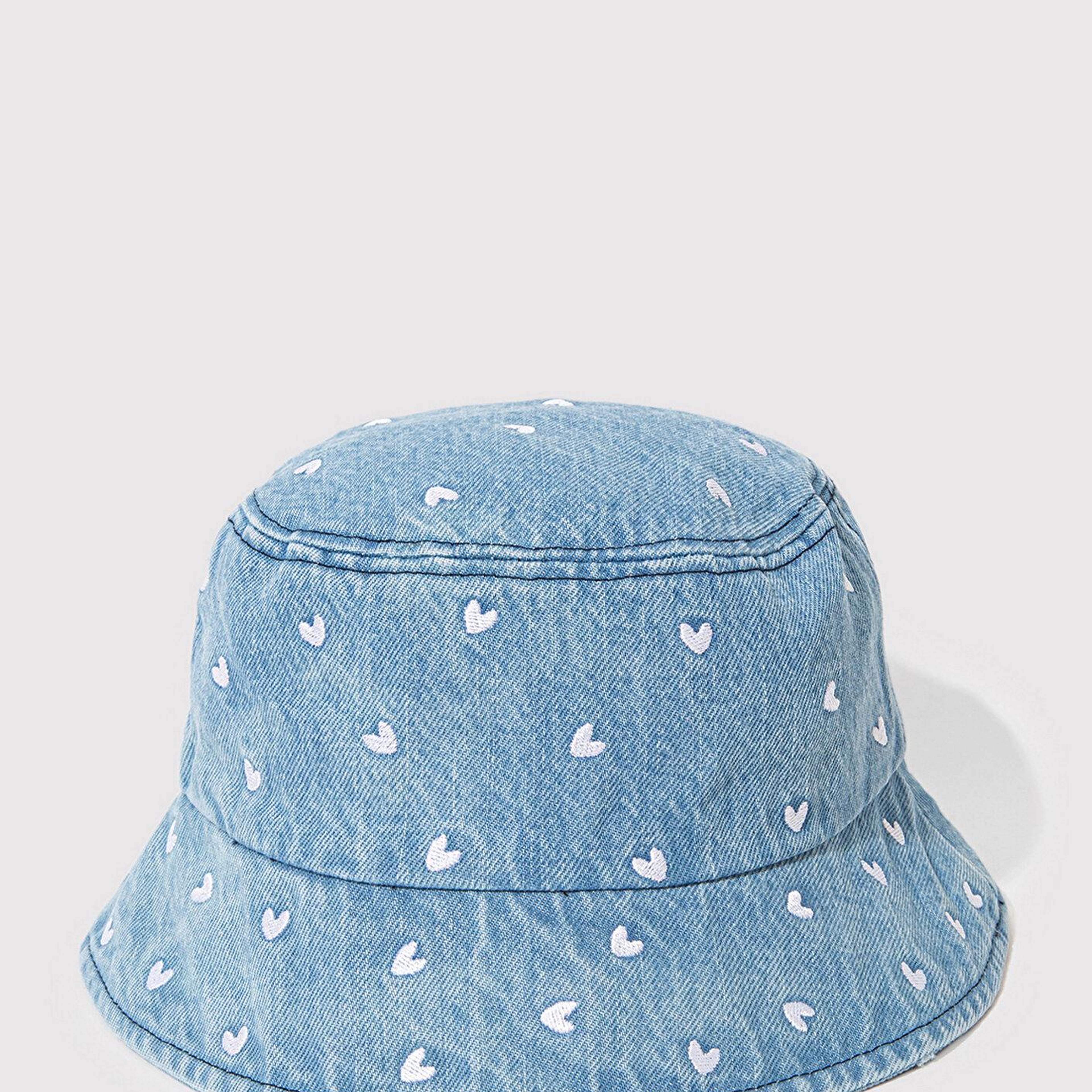 Mavi Kalp Nakışlı Denim Bucket Şapka 1913100-82324