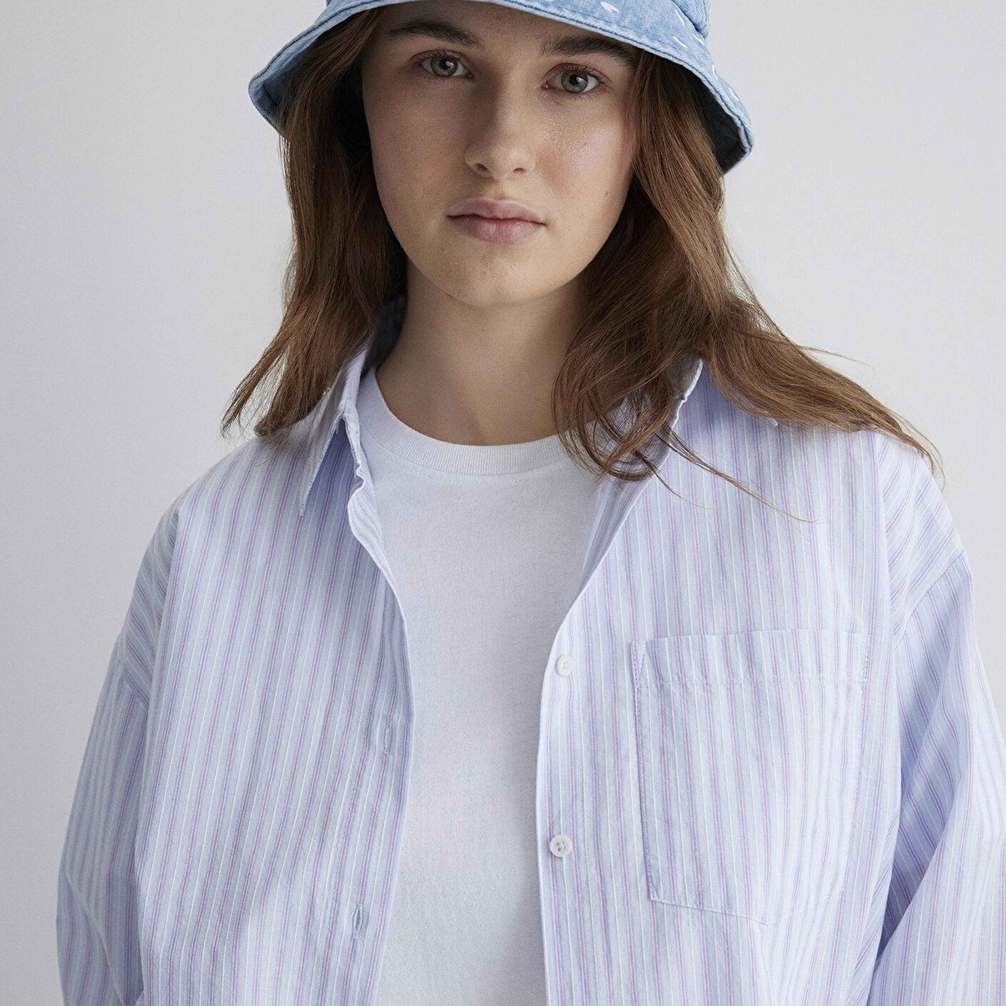 Mavi Kalp Nakışlı Denim Bucket Şapka 1913100-82324