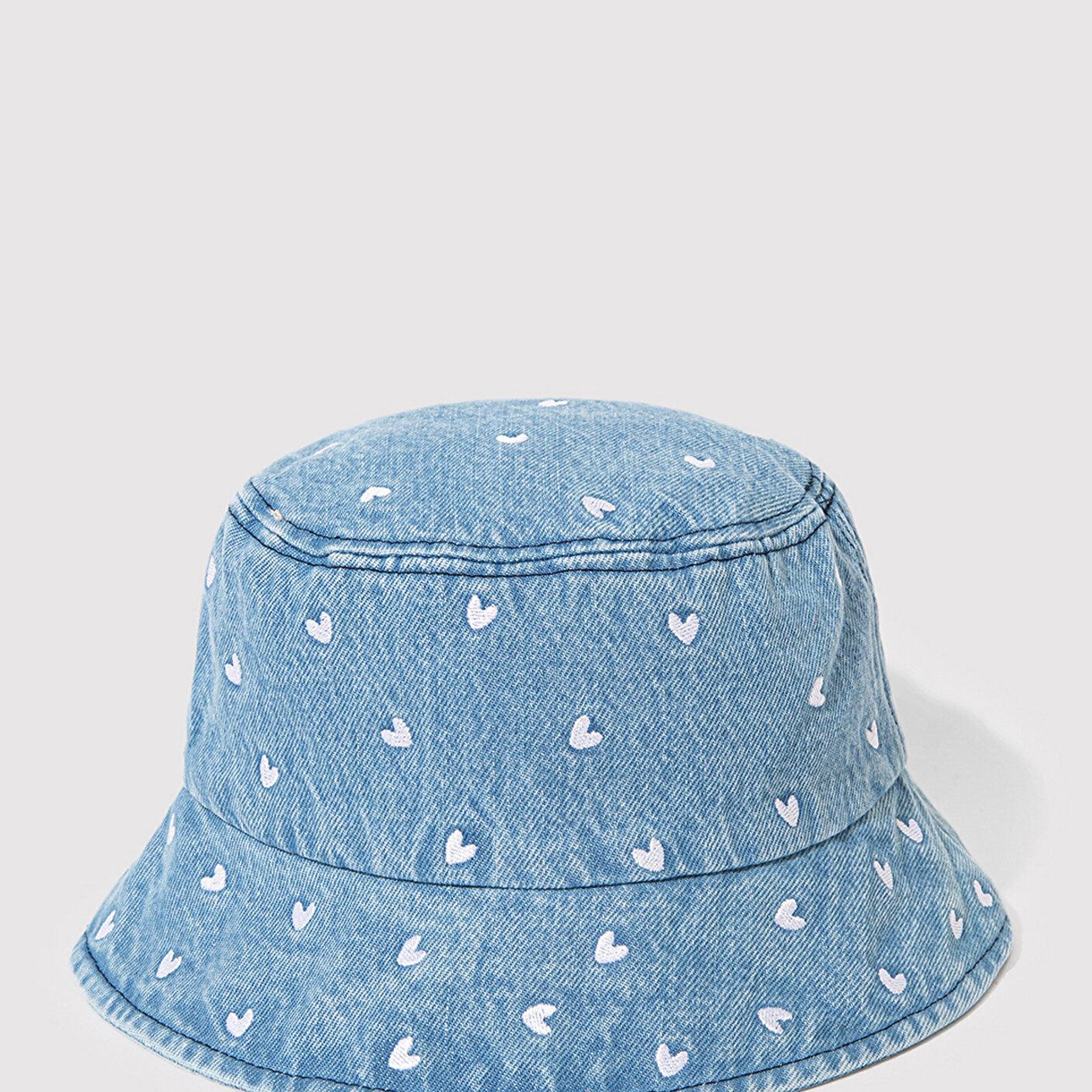 Mavi Kalp Nakışlı Denim Bucket Şapka 1913100-82324
