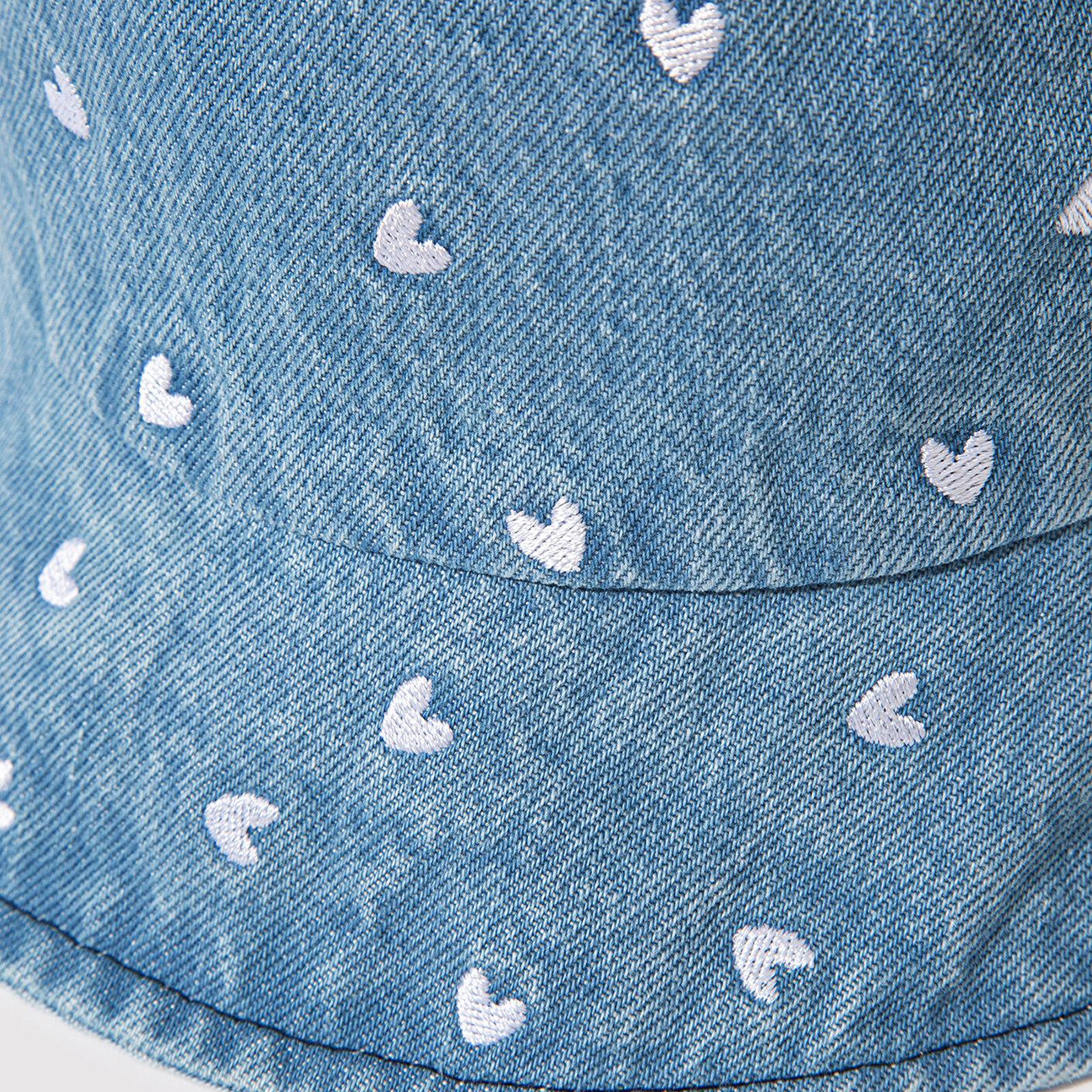 Mavi Kalp Nakışlı Denim Bucket Şapka 1913100-82324