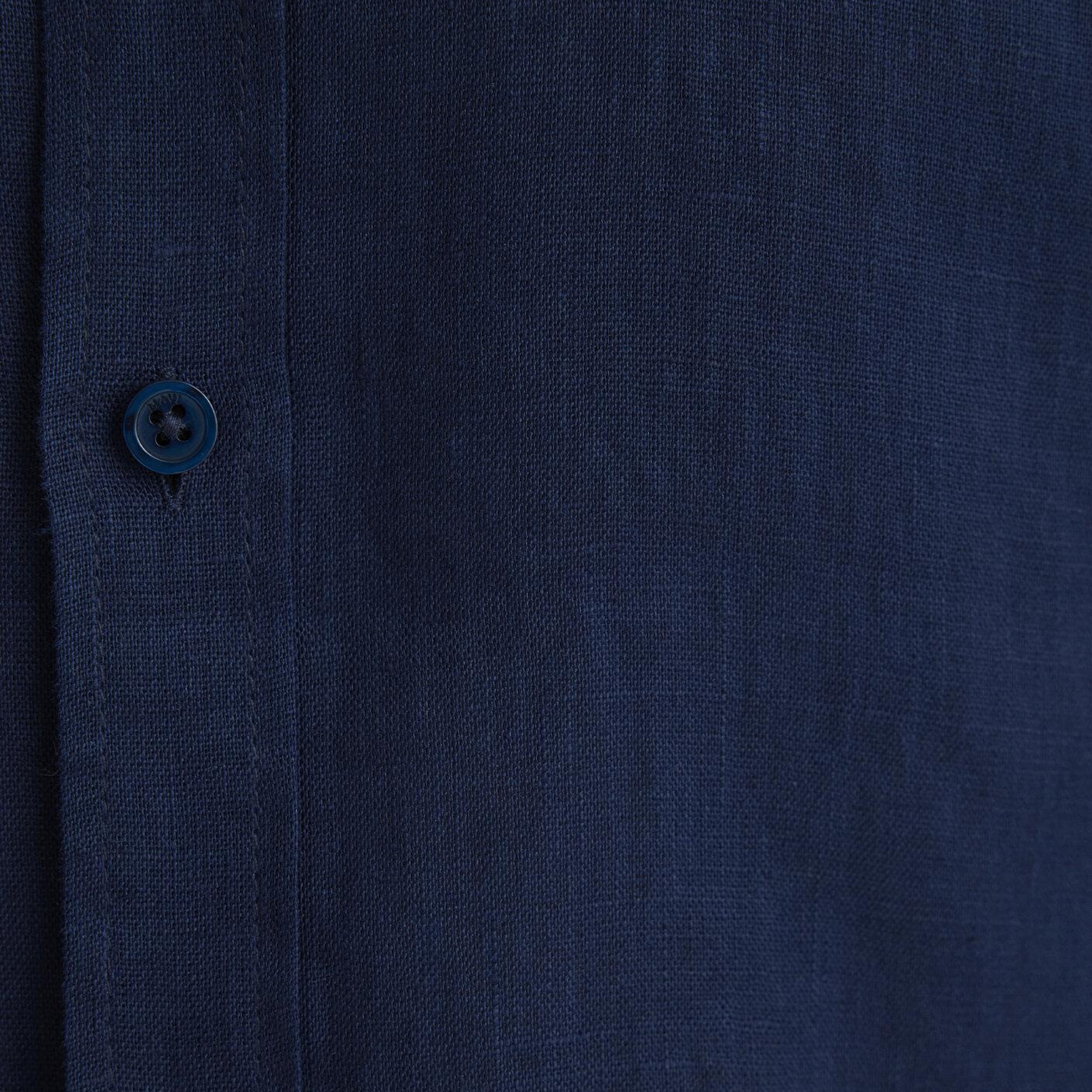 Mavi Lacivert Keten Gömlek Slim Fit / Dar Kesim 0211466-70497