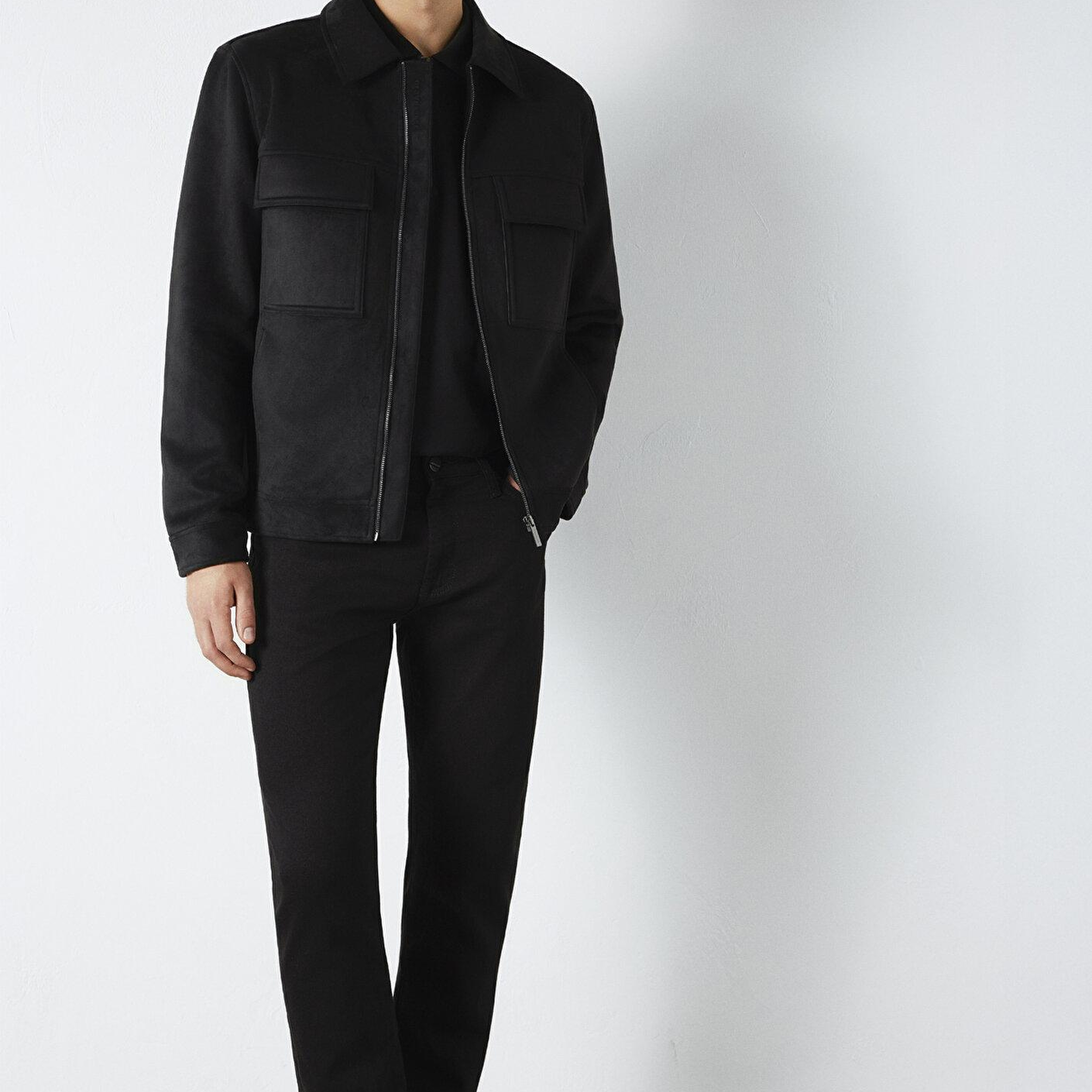 Mavi Mavi Black Cep Detaylı Siyah Suni Deri Ceket Regular Fit / Normal Kesim 0110783-71379