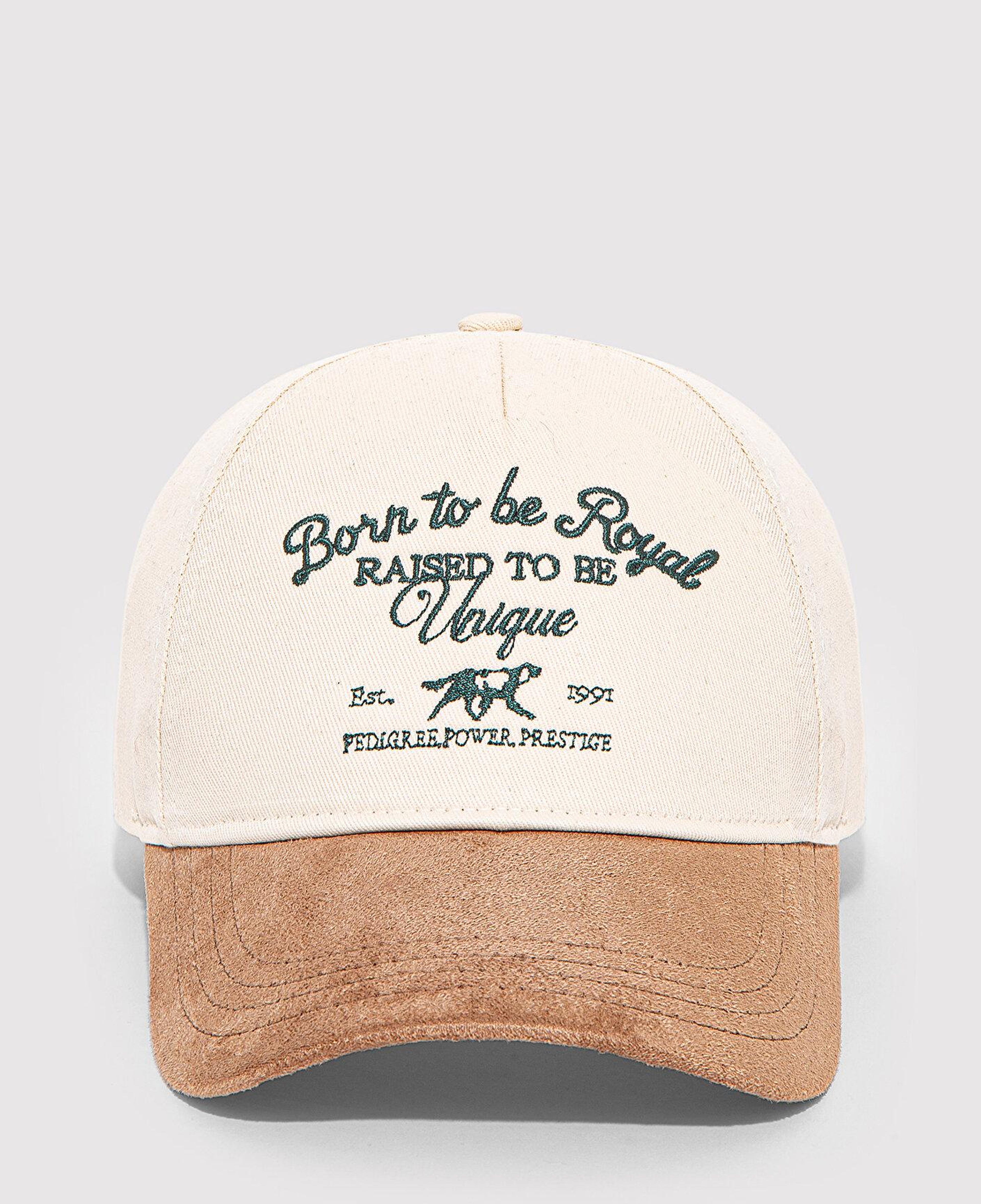 Mavi İşlemeli Bej Şapka 0912170-33267