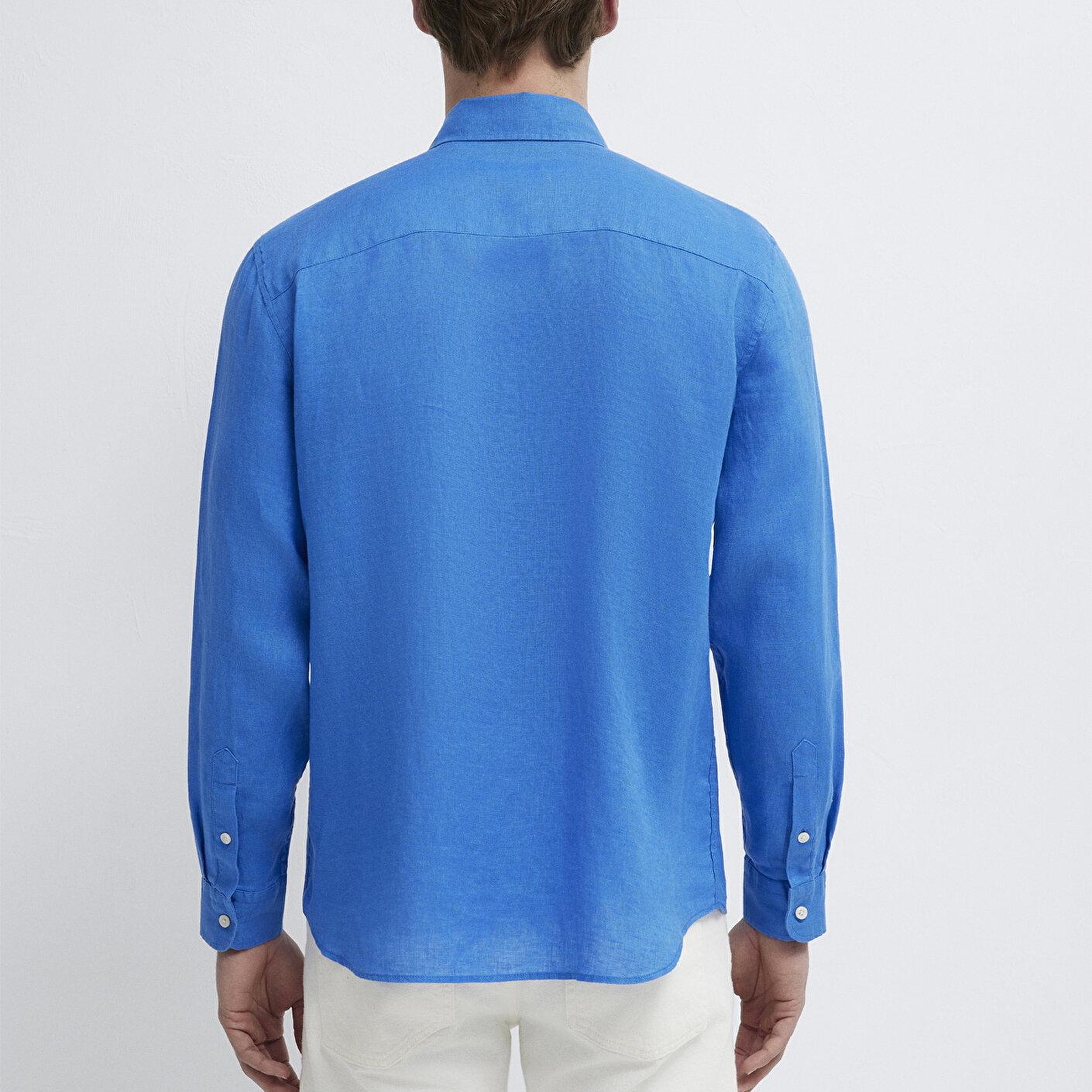 Mavi Mavi Keten Gömlek Slim Fit / Dar Kesim 0211466-81347