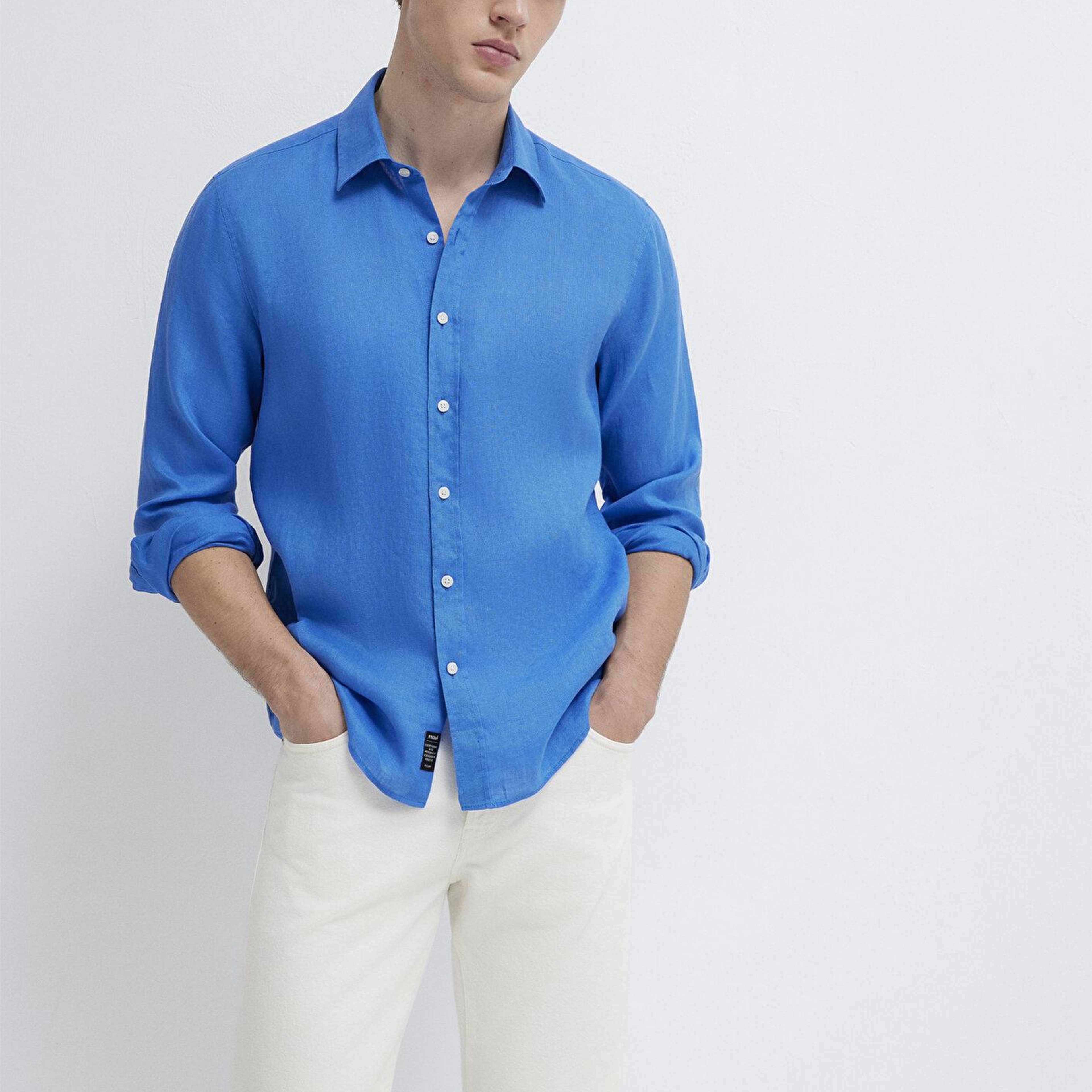 Mavi Mavi Keten Gömlek Slim Fit / Dar Kesim 0211466-81347